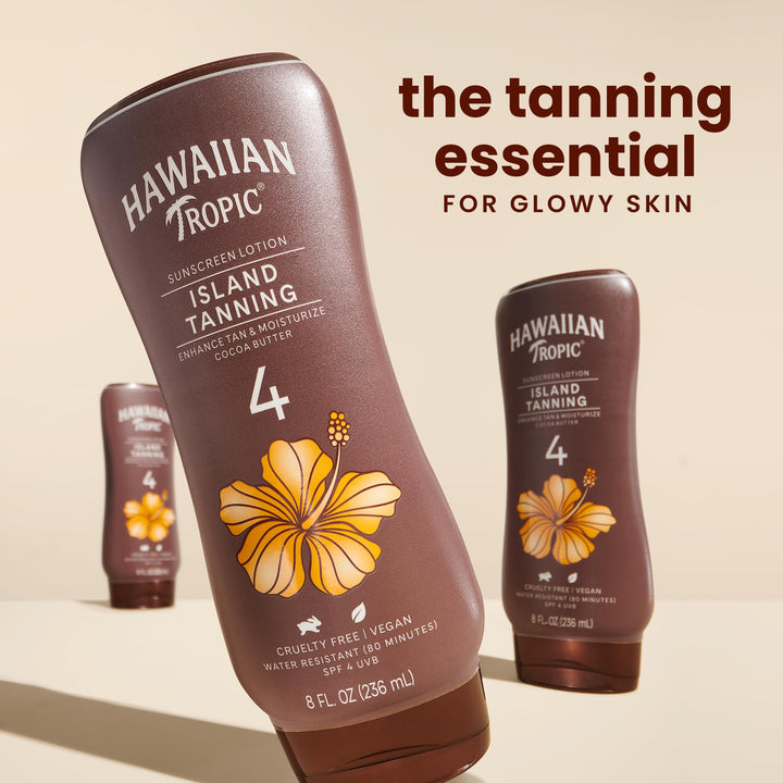 Hawaiian Tropic SPF 4 Sunscreen, Protective Dark Tannning Sunscreen Lotion 8 Ounces Twin Pack