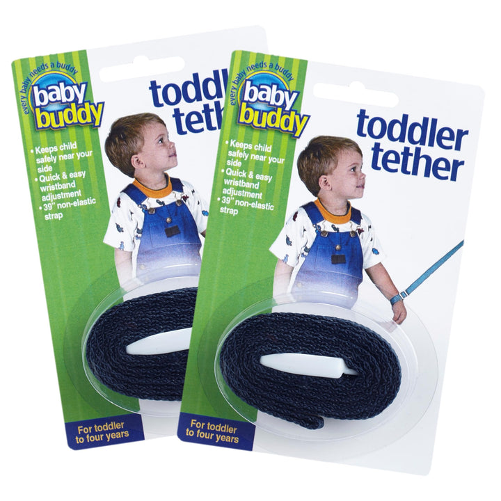 Baby Buddy Toddler Tether, Child Safety Leash, Toddler Travel Essential, Child and Baby Tether Strap for Walking, Safety Walking Guide for Children and Parents, Navy, 2 Count