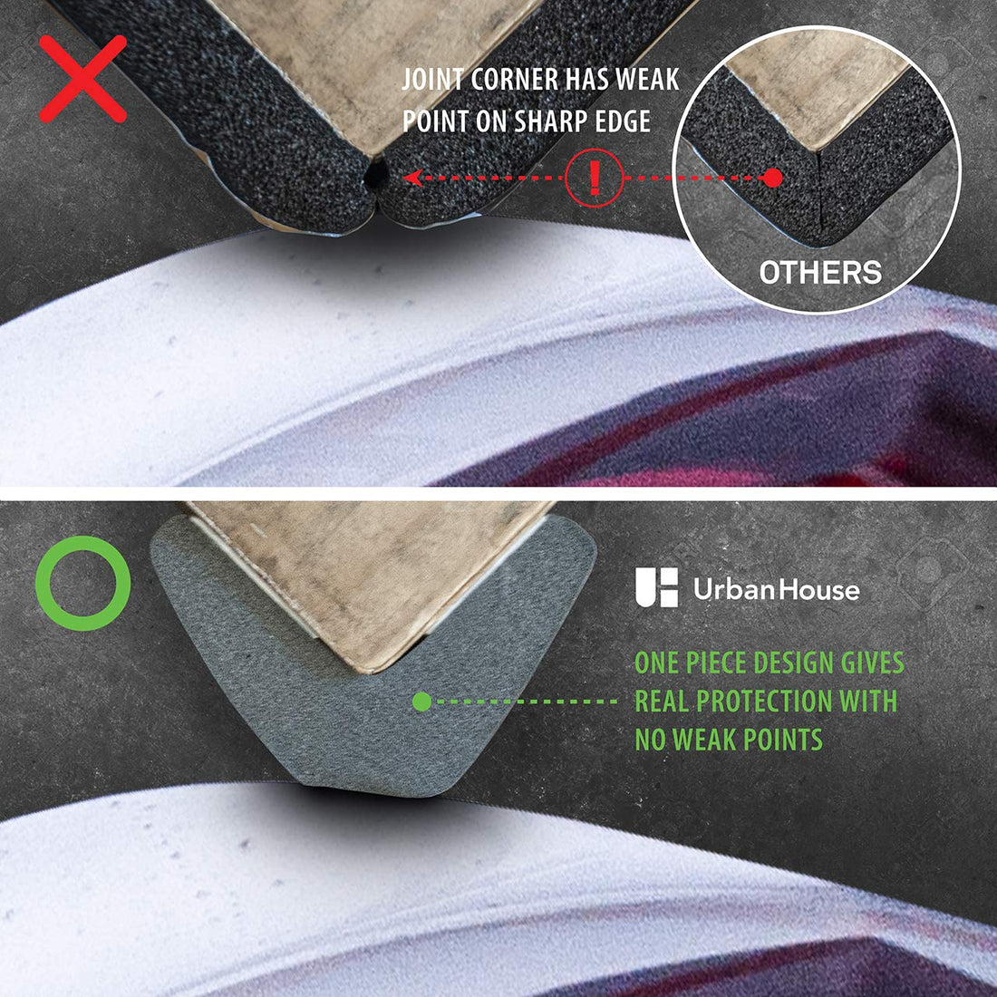 urbanhouse Ultra High-Density Heavy Duty Corner Guard Edge Protector & Bumper for Parking Garages, Workshops and Warehouses - Dark Grey, 24 Inches - 1 Each