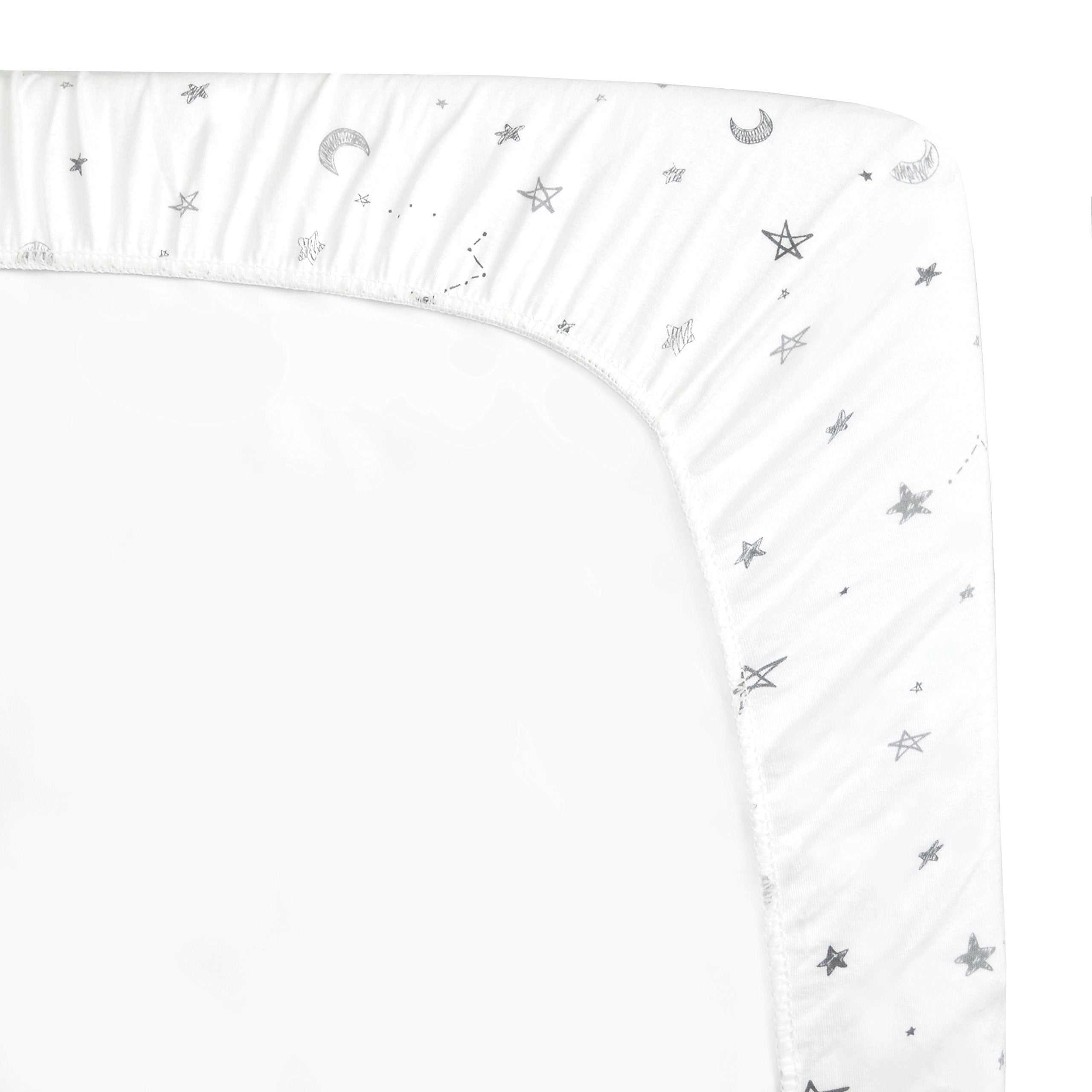 American Baby Company 15 x 33 Fitted Bassinet Sheet, Printed 100% Natural Cotton Jersey Knit, Grey Star and Moon, Soft Breathable, for Boys and Girls