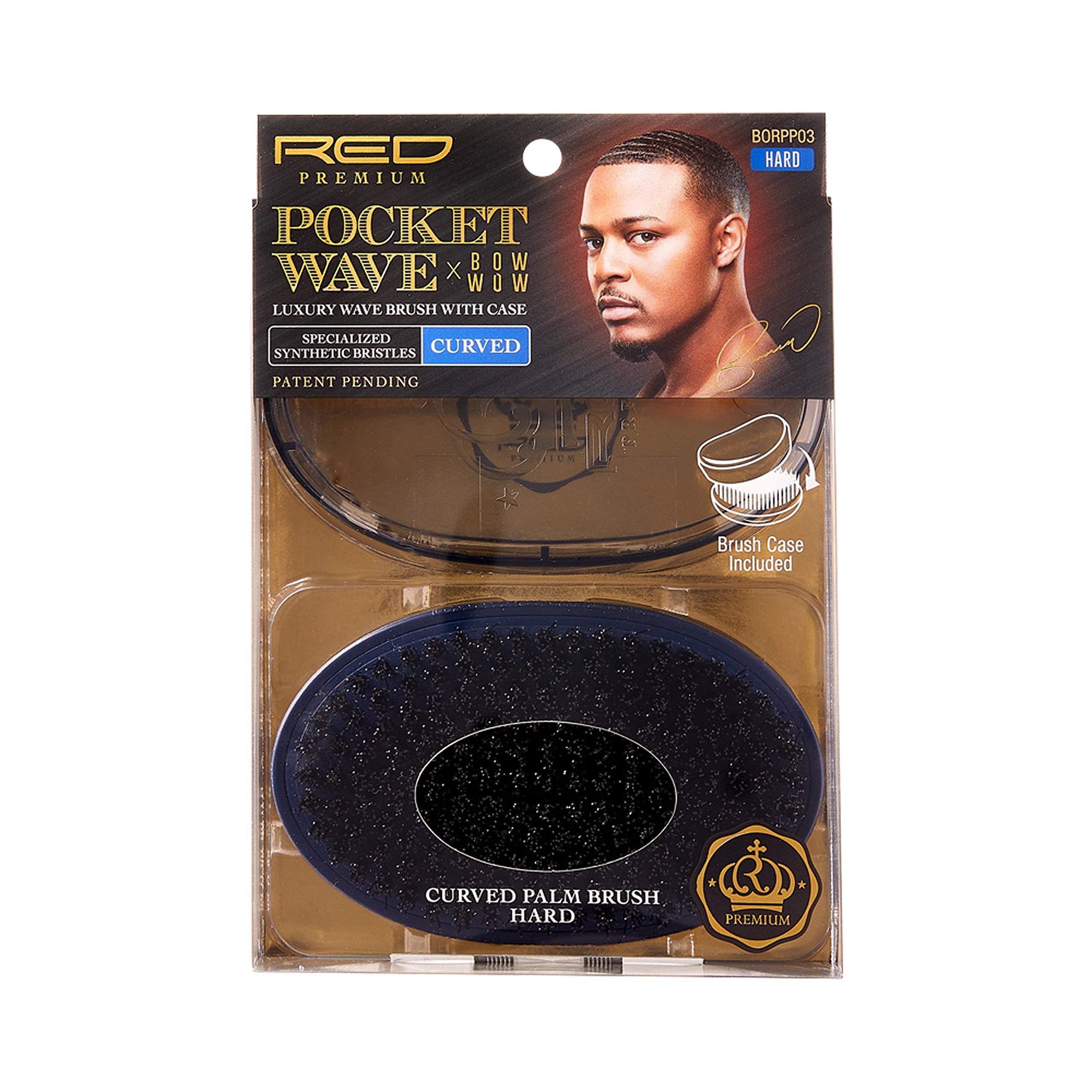 Red by Kiss Premium Pocket Wave Bow Wow Curved Palm Brush Hard Bristles