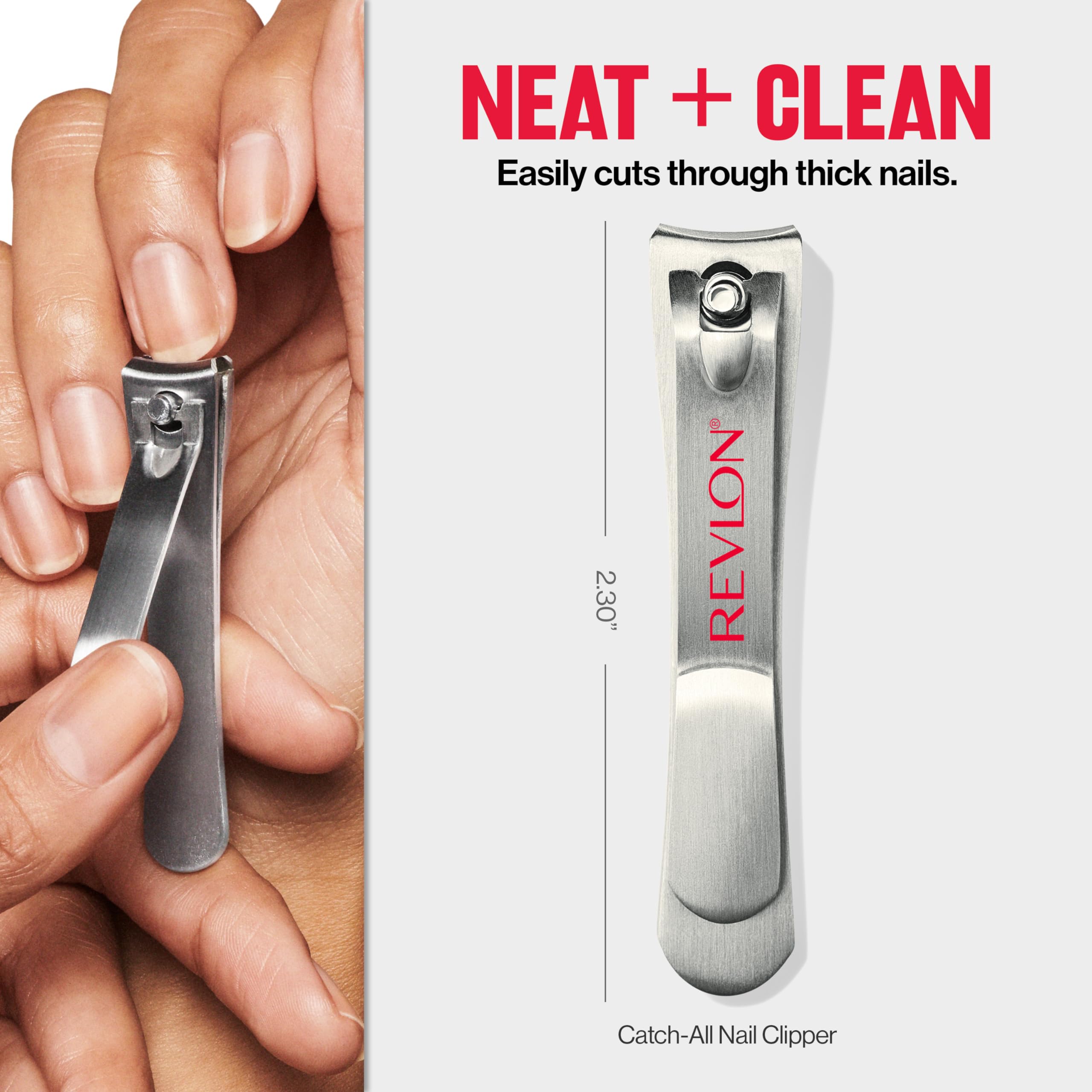 Revlon Catch-All Nail Clipper, Manicure Tool with a Contoured Blade & Built-in Nail Catcher for Mess-Free Grooming, 1 Count