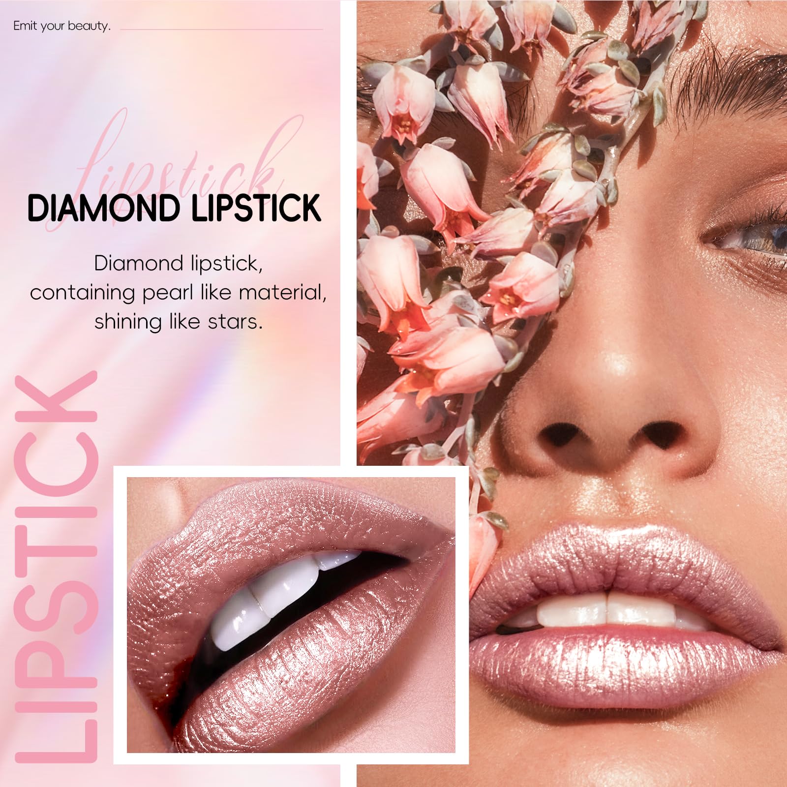 HOSAILY Metallic Brown Lipstick Long Lasting, High Shine Glitter Diamond Creamy Lipstick Transfer Proof, Shimmer High Impact Lip Color Full Coverage Non Stick Cup Lightweight Lip Makeup for Women#9