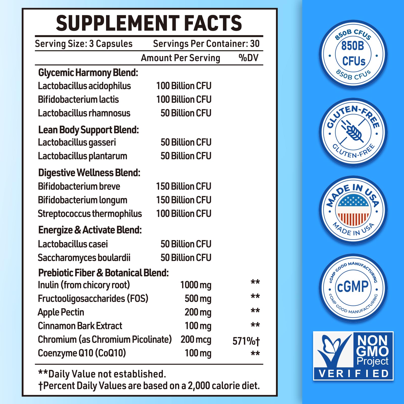 Probiotics for Men, Advanced 50+ Mens Probiotic, Comprehensive Gut & Energy Support with 850 Billion CFU, 1800mg Prebiotics Fiber – Tailored Wellness mens probiotics for gut health over 50, 90 Capsule