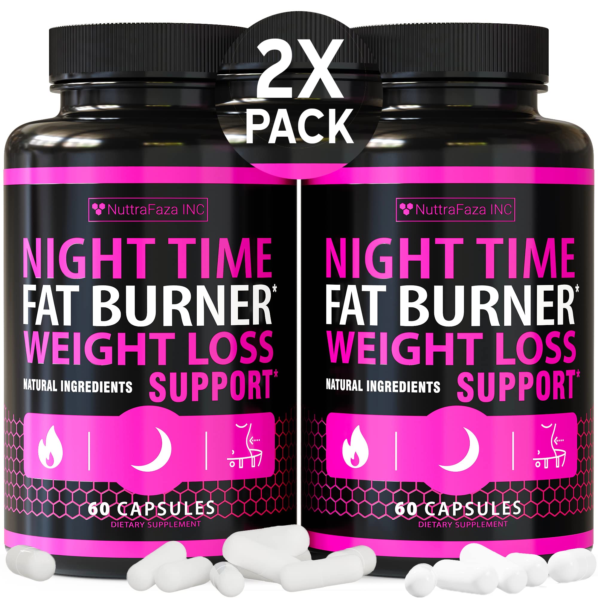 (2 Pack) Night Time Weight Loss Pills for Women - Advanced Weight Loss Supplement - Fat Burners for Women - Diet Pills That Work Fast - Belly Fat Burner - Appetite Suppressant - Made in USA