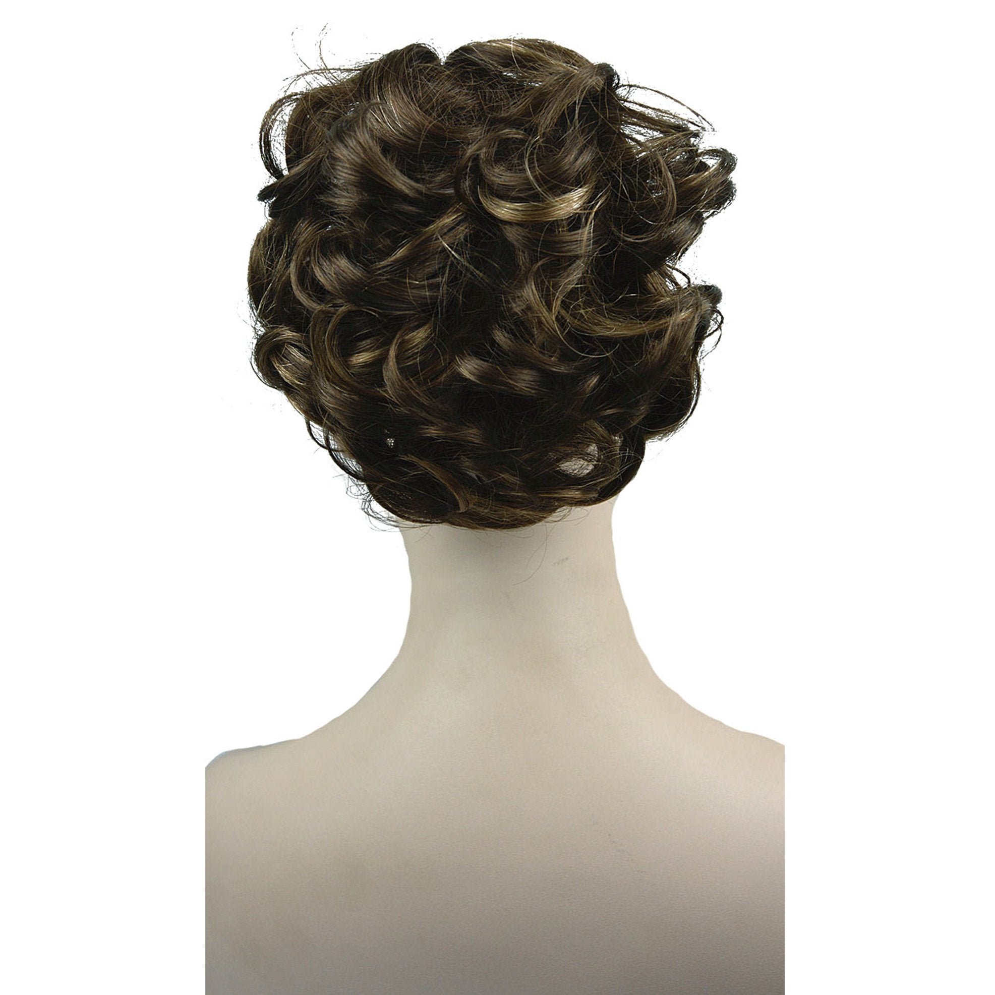 RM73 Brown mix : Lydell Short Ponytail Hair Extension Wavy Synthetic Hair-Piece with Jaw Claw (RM73 Brown mix)