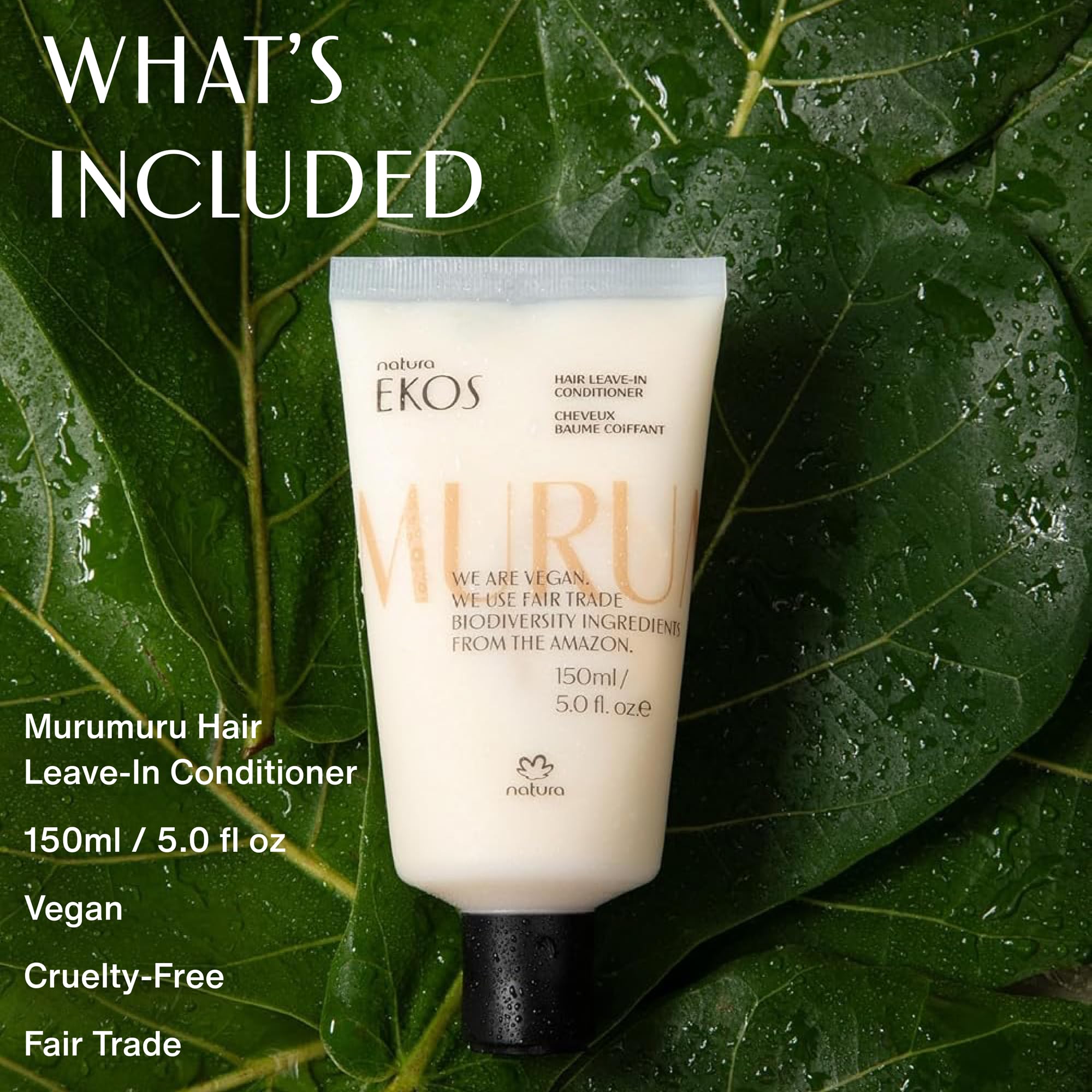 Natura Murumuru Hair Leave-In Conditioner, 1.5 oz - Unisex, For Frizzy Hair - Repairs Split Ends, Reduces Frizz, Detangles, Vegan