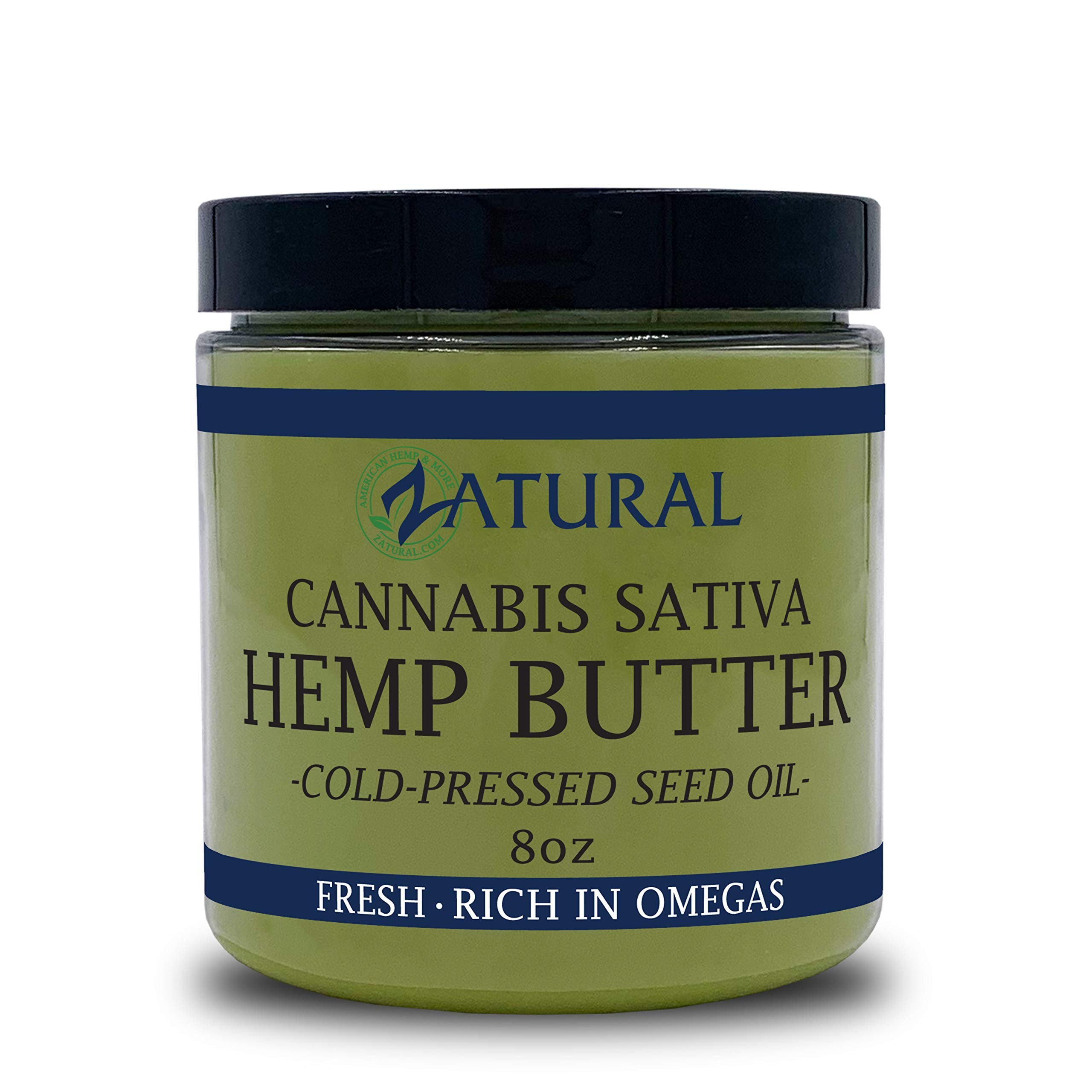 Zatural Hemp Body Butter 17,500mg Hemp per oz Organically Grown Raw Vegan Hemp and Cocoa Creamy Texture. (8oz)