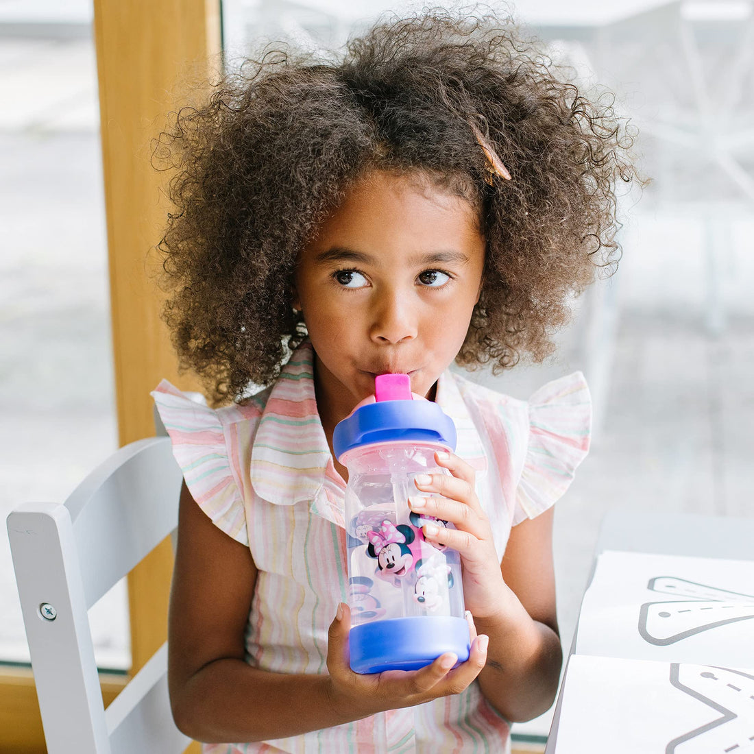 The First Years Disney Minnie Mouse Sip & See Kids Water Bottle - Water Bottle for Toddlers - Spill Proof Toddler Cup - 12 Oz