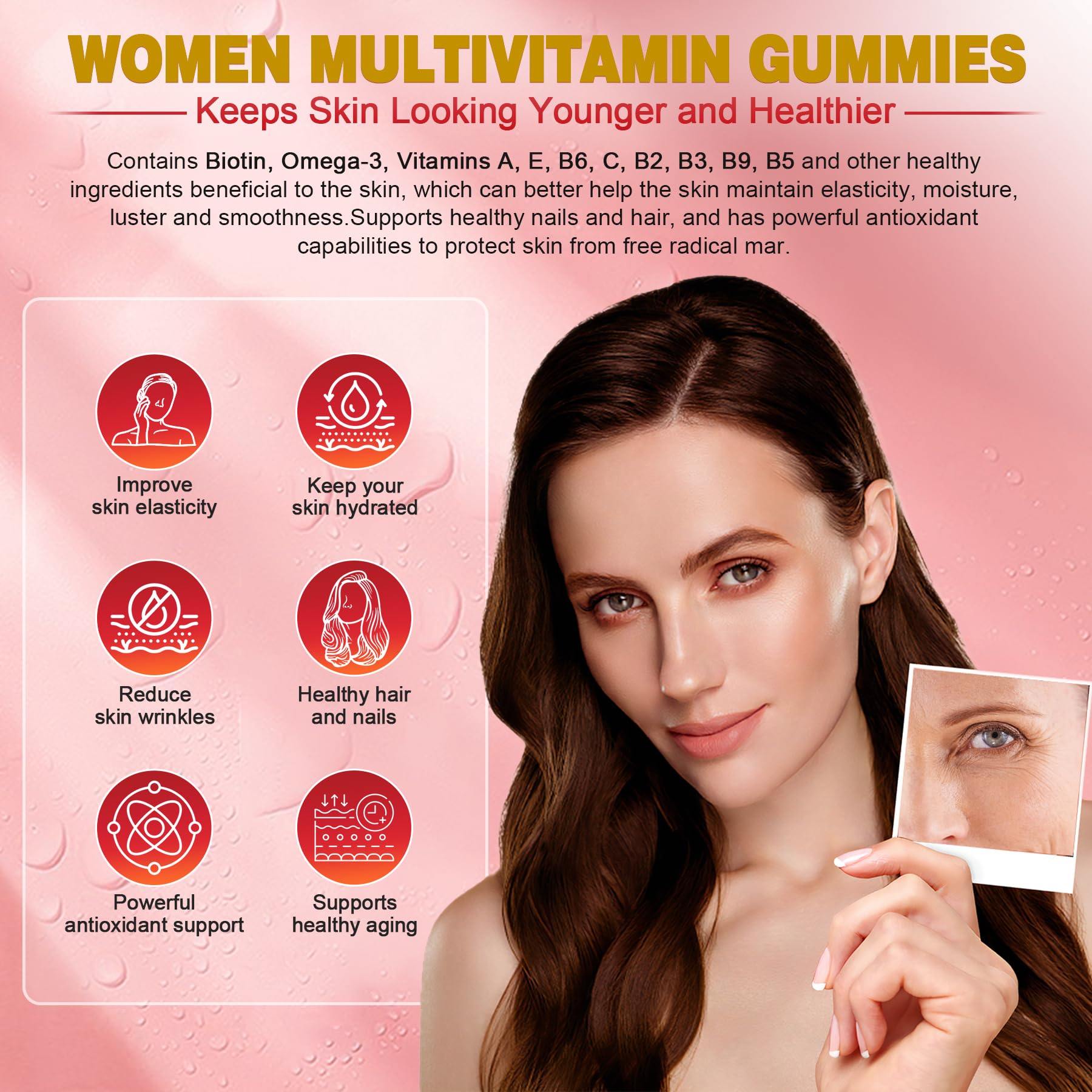 Sugar-Free Women's Multivitamin Gummies - Multivitamin Filled Gummies with Omega-3, Enzymes & Antioxidant Blend to Support Overall Health, Immunity, Hair, Nails & Skin Health. Womens Vitamins - 60 ct