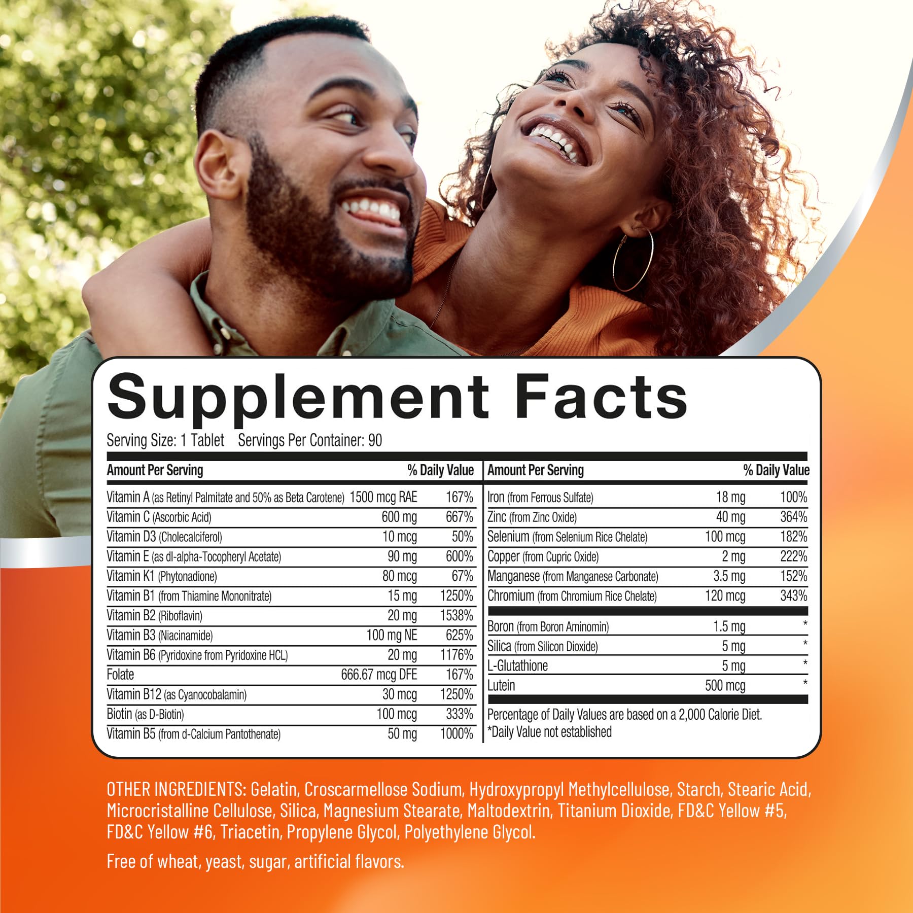 PowerAll Multivitamin & Mineral Supplement – Supports Immune Health, Eye & Circulatory Health for Adults – High Potency Formula with Lutein, L-Glutathione, & Vitamin K – Non-GMO, 90 Count