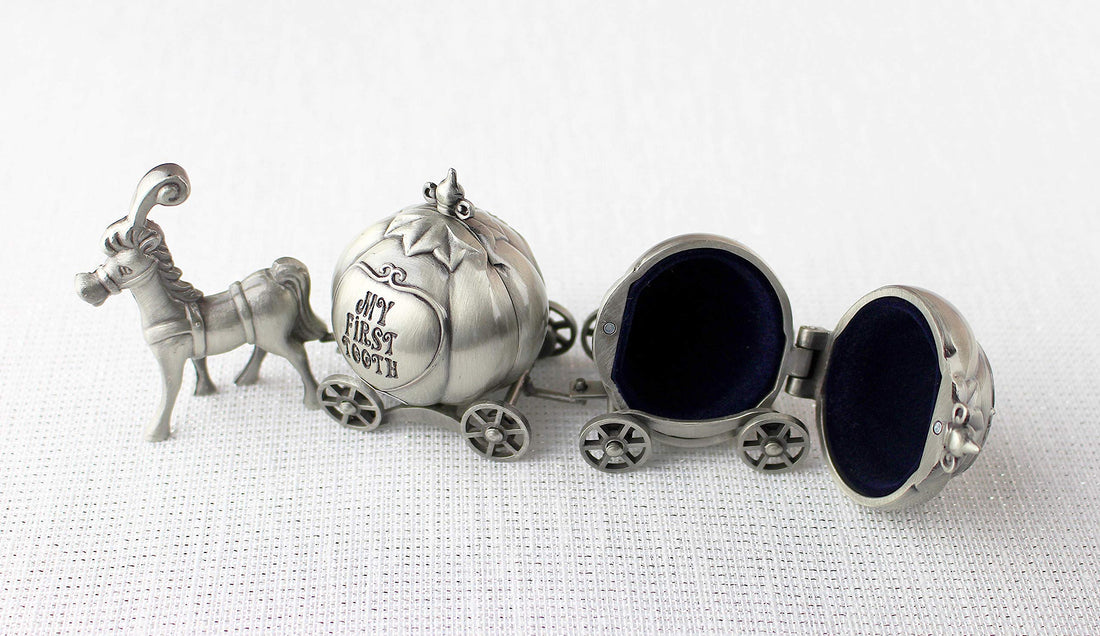 Lillian Rose Keepsake Pewter Tooth and Curl Box, Fairytale Coach,2x5 Inch (Pack of 1)