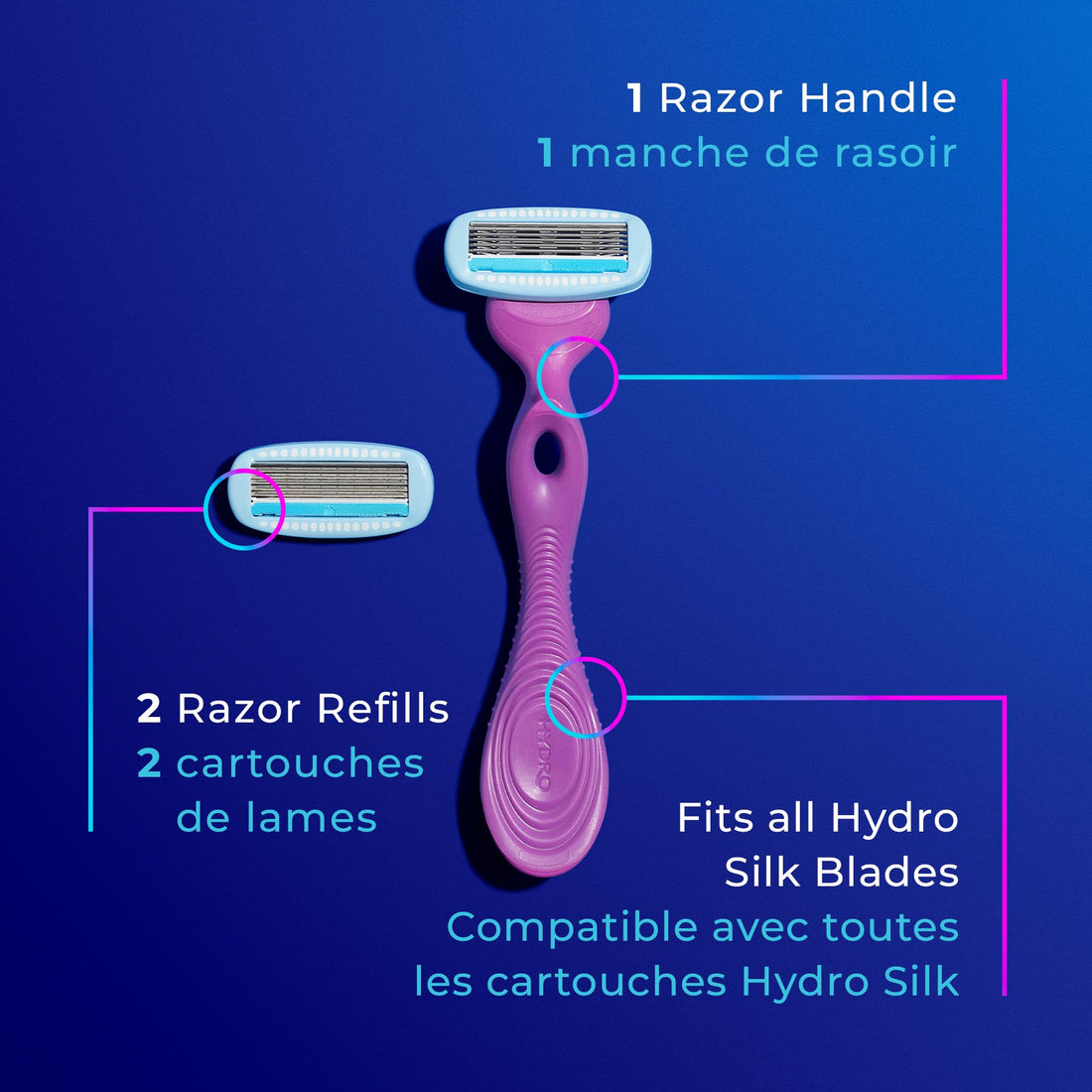 Schick Hydro Silk Razor for Women with 2 Moisturizing Razor Blade Refills