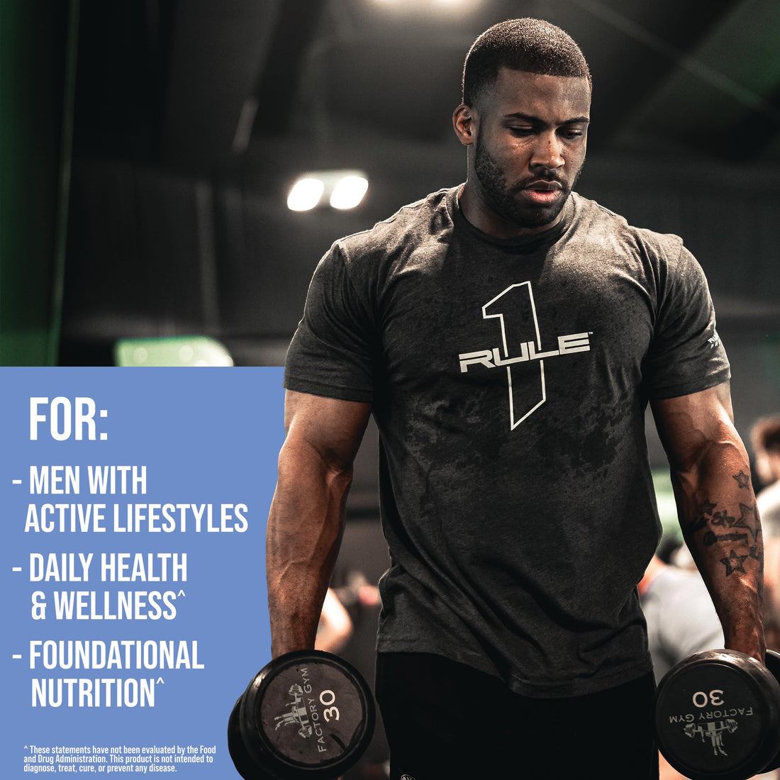 Rule 1 Men's Multi - Men's Daily Vitamins, Essential Minerals, Superfoods, Digestive Enzymes, Amino Acids, & Antioxidants for Active Lifestyles and Wellness Support (90 Tablets, 30 Day Supply)