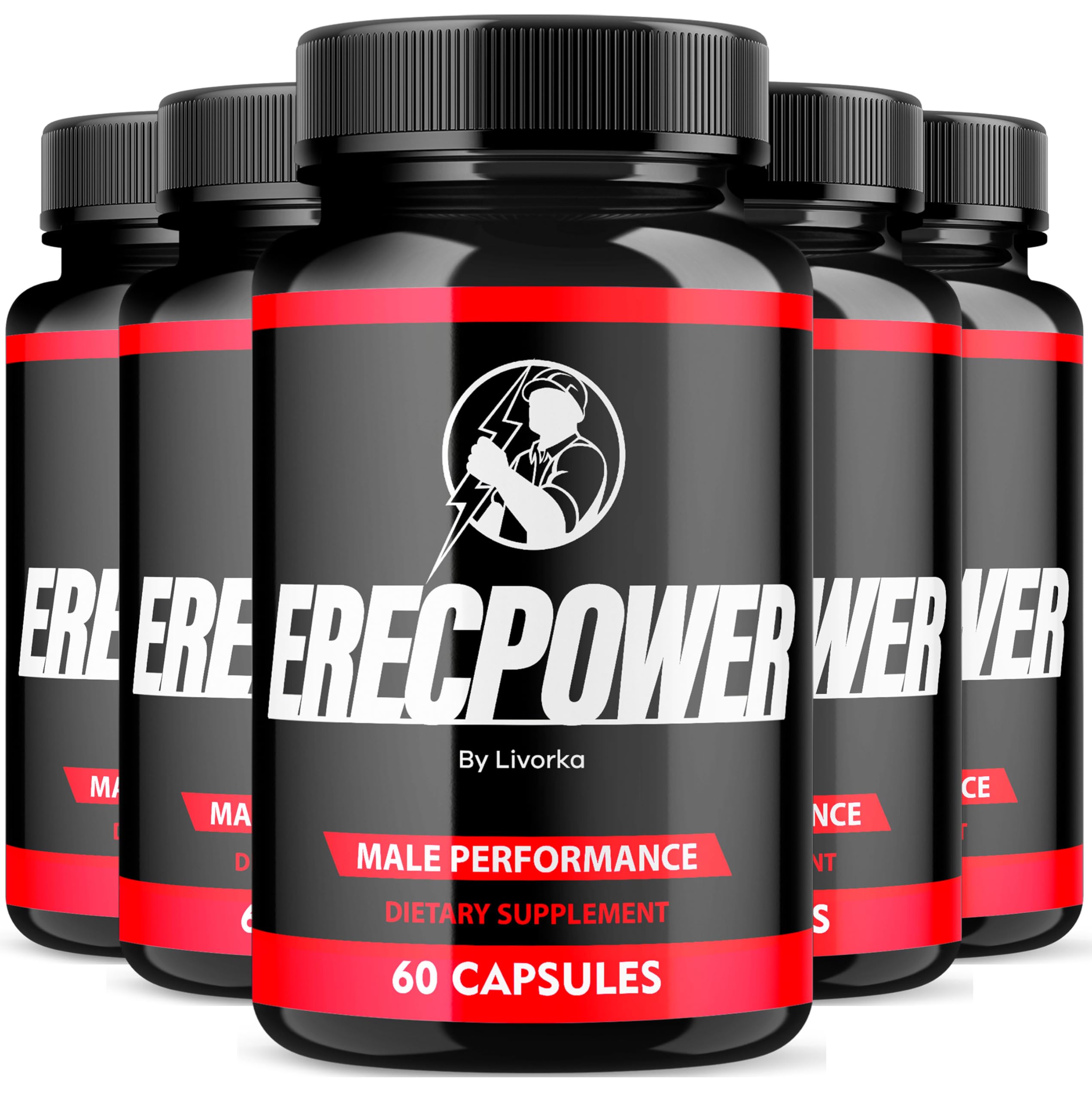 (5 Pack) Erecpower for Men Capsules, Erecpower Pills, Erecpower Male Performance, Erecpower Capsules, Erecpower Capsules Multivitamin Men Health, Erecpower Advanced Formula, 300 Capsules for 5 Months
