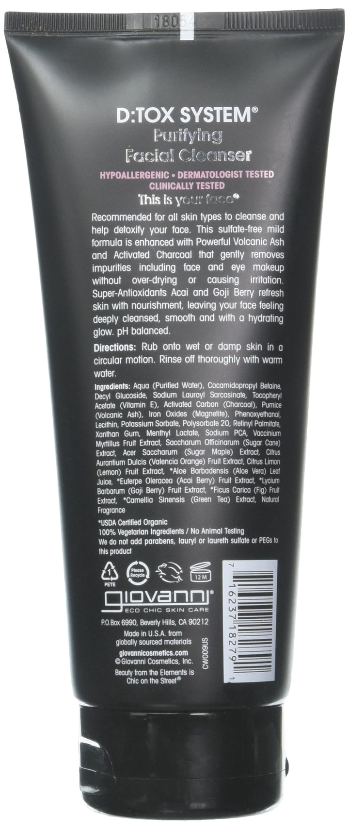 GIOVANNI HAIR CARE PRODUCTS D:TOX SYSTEM,FACE CLNSR, 7 FZ