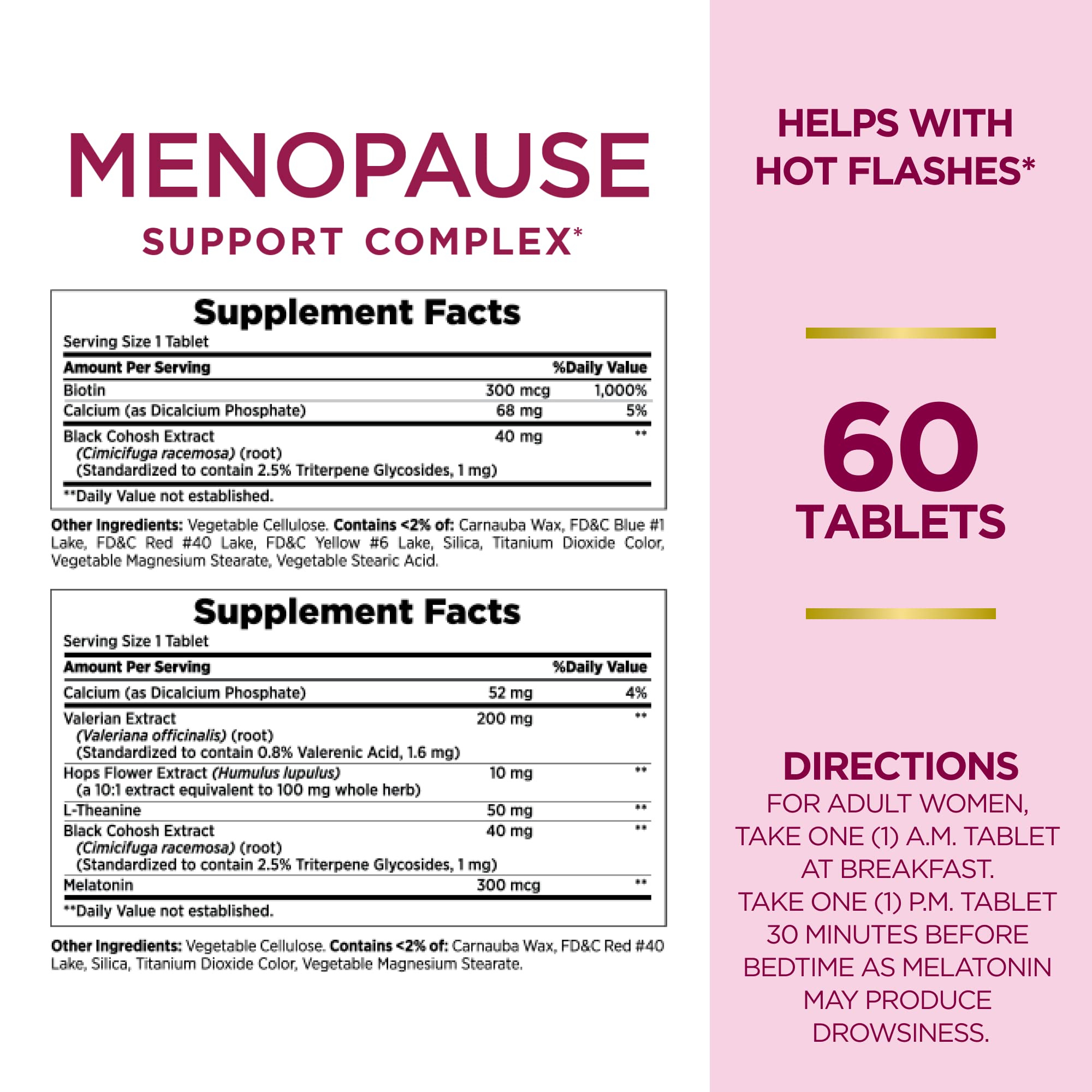 Nature's Bounty Menopause Support Complex Tablets, 60 Count
