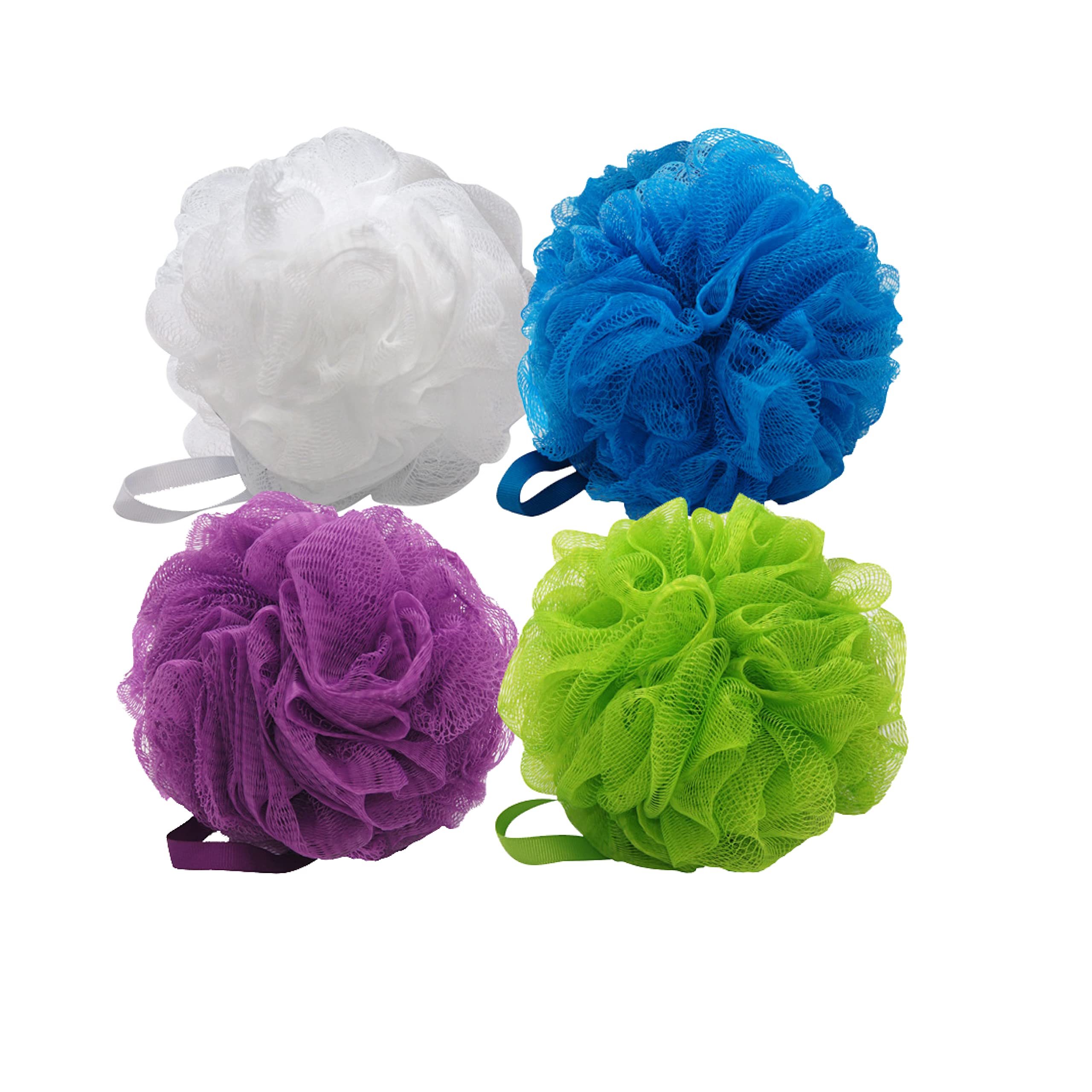 Aquasentials Mesh Pouf Bath Sponge (4 Pack) (Multi-Color)