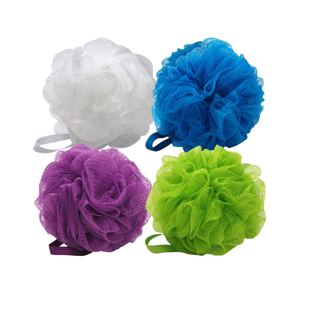 Aquasentials Mesh Pouf Bath Sponge (4 Pack) (Multi-Color)
