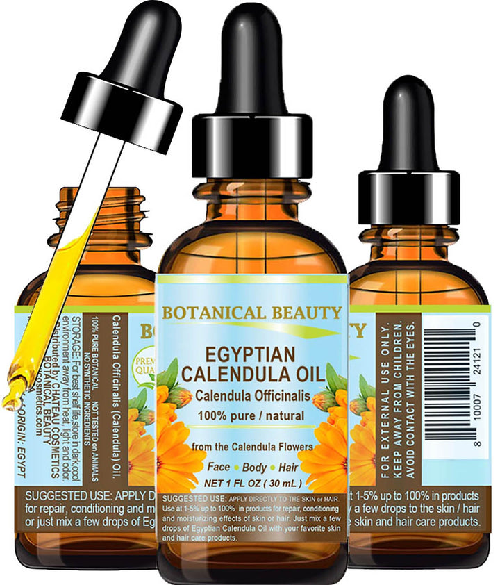 Botanical Beauty CALENDULA OIL Egyptian Calendula Officinalis Marigold Oil Pure Natural for FACE, SKIN, BODY, HAIR, NAILS 1Fl.oz.- 30 ml Skin Moisturizer Oil