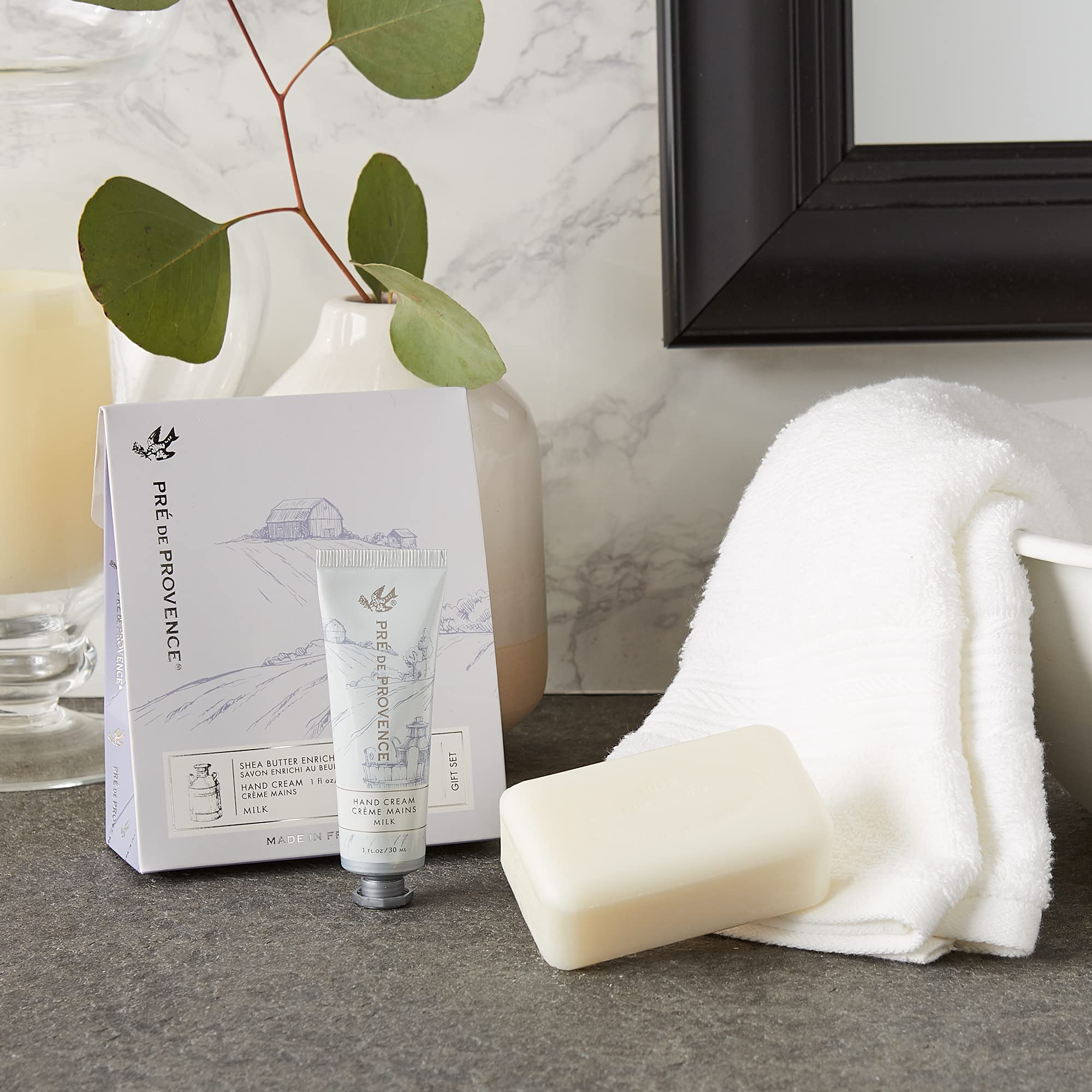 Pre de Provence Gift Set Collection 150 Gram Soap Bar & 1 fl oz Hand Cream, Milk