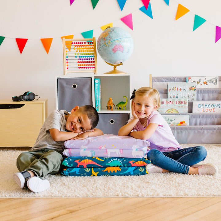 Wildkin Kids Nap Mat Cover – Soft, Sewn-in Flap, Durable & Fits 1.5 Vinyl Sleep Mats - Trains, Planes & Trucks