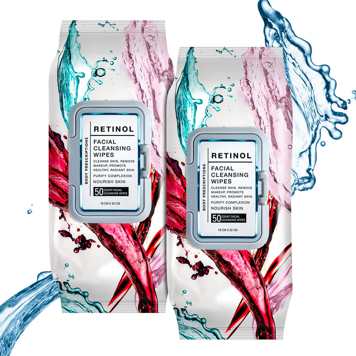 Body Prescriptions 2 Pack (60 Count Each) Retinol Facial Cleansing and Gentle Make Up Remover Wipes ââ‚¬â€œ Flip Top Pack