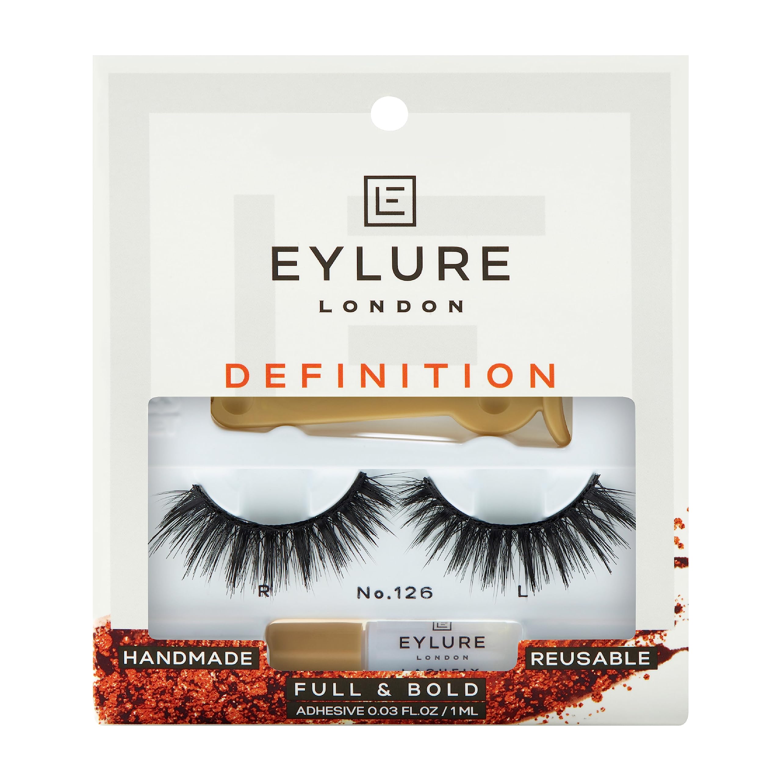 Eylure London Dramatic Reusable False Eyelashes Style No.126 | Includes Latex Free Vegan Adhesive with 18 Hour Hold | Last up to 5 Wears