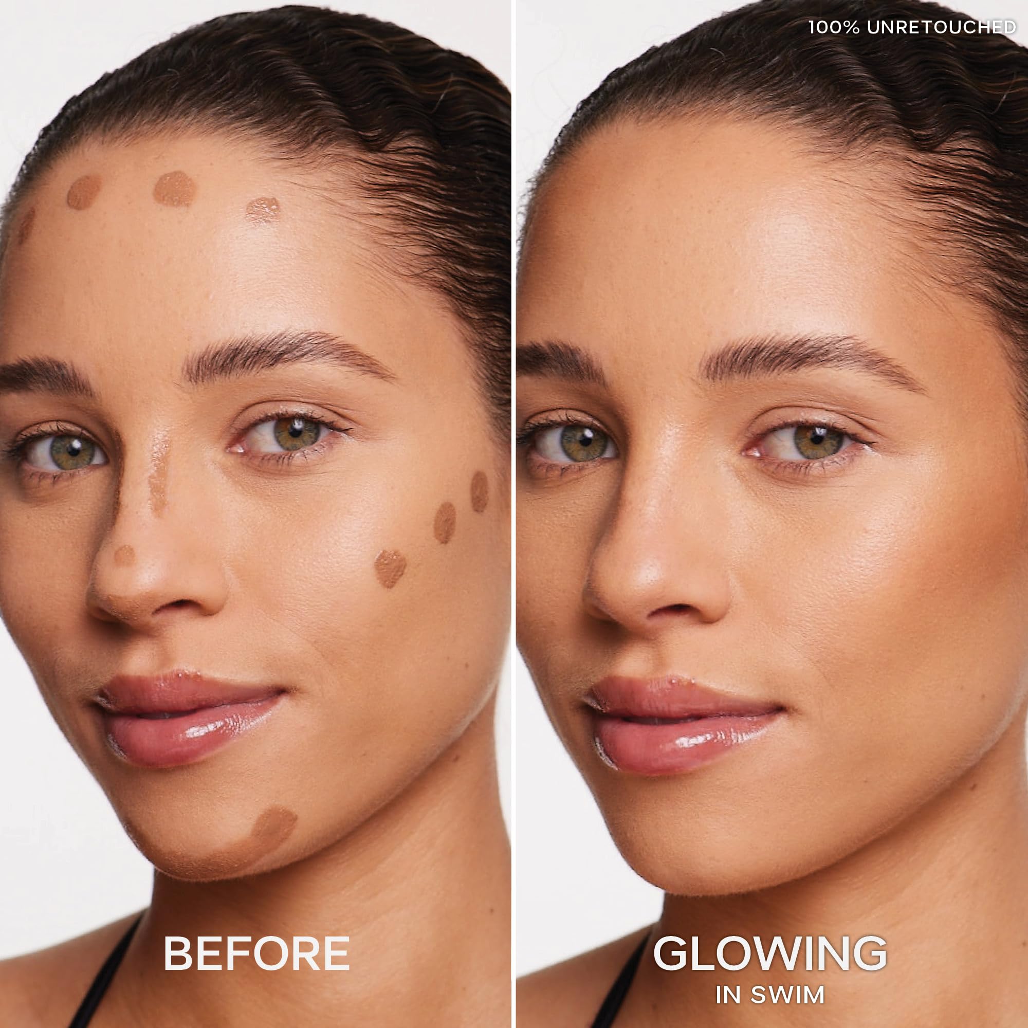 Saie Dew Bronze - Soft-Focus Liquid Bronzer + Liquid Contour - Enriched with Plant-Derived Glycerin to Effortlessly Blend + Deeply Nourish Skin - Swim (0.4 oz)