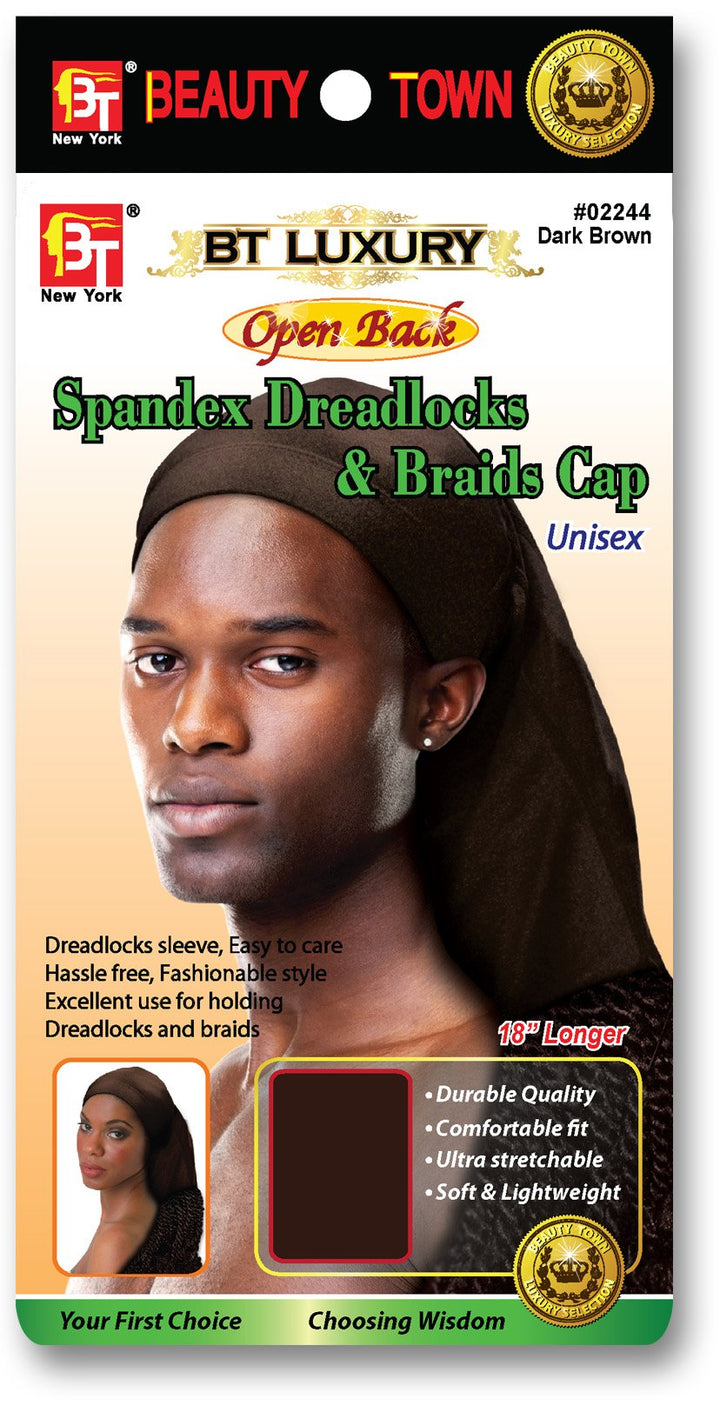 Beauty Town Open Back Luxury Spandex Dreadlocks & Braids Cap Dark Brown #2244 by Beauty Town