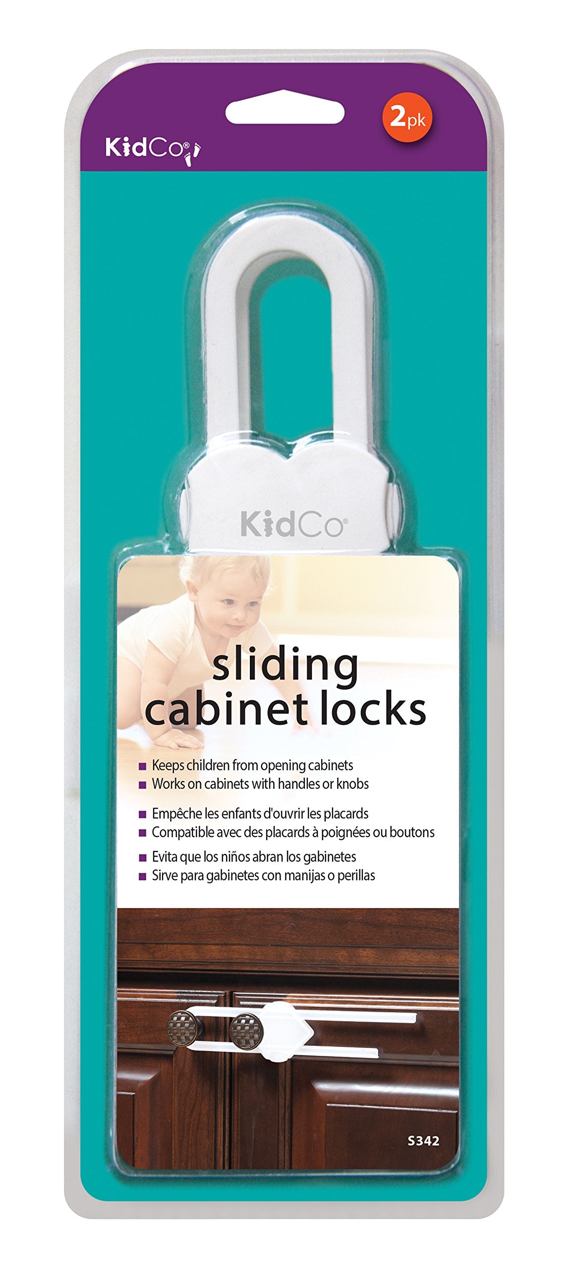 KidCo Sliding Cabinet Locks - 2/pkg (White)