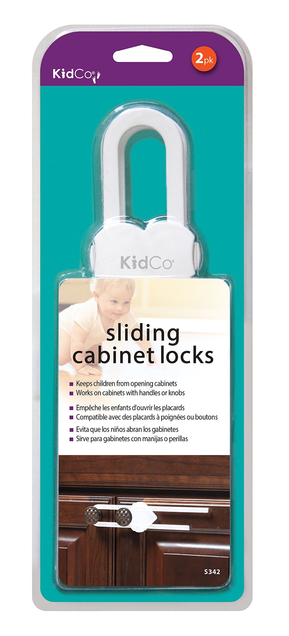 KidCo Sliding Cabinet Locks - 2/pkg (White)