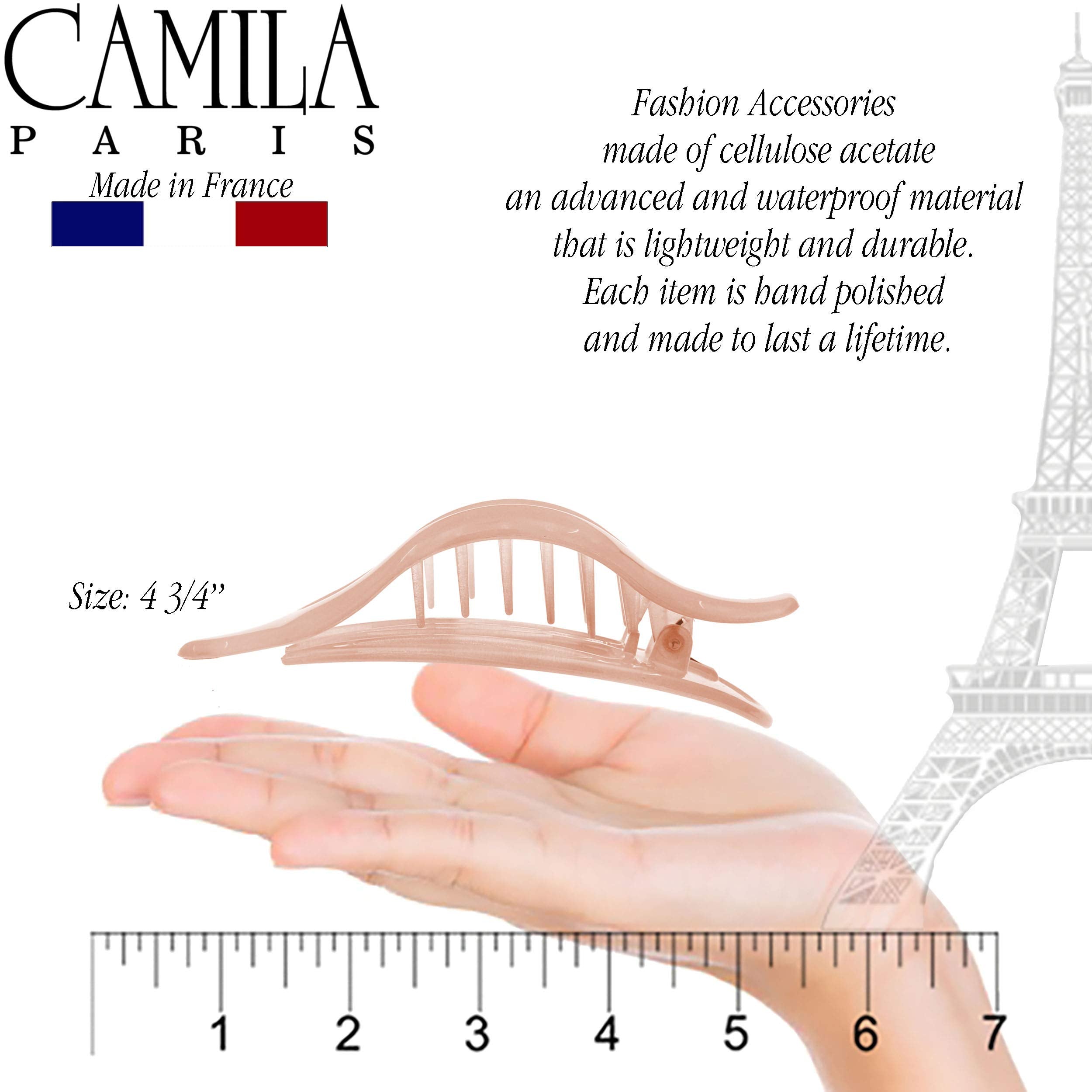 Camila Paris CP2399 French Hair Clips, Large Side Slide Hair Clips for Volume Hair, Strong Hold No Slip Grip, Girls Hair Claw Clips for Women, Durable Styling Girls Hair Accessories, Made In France