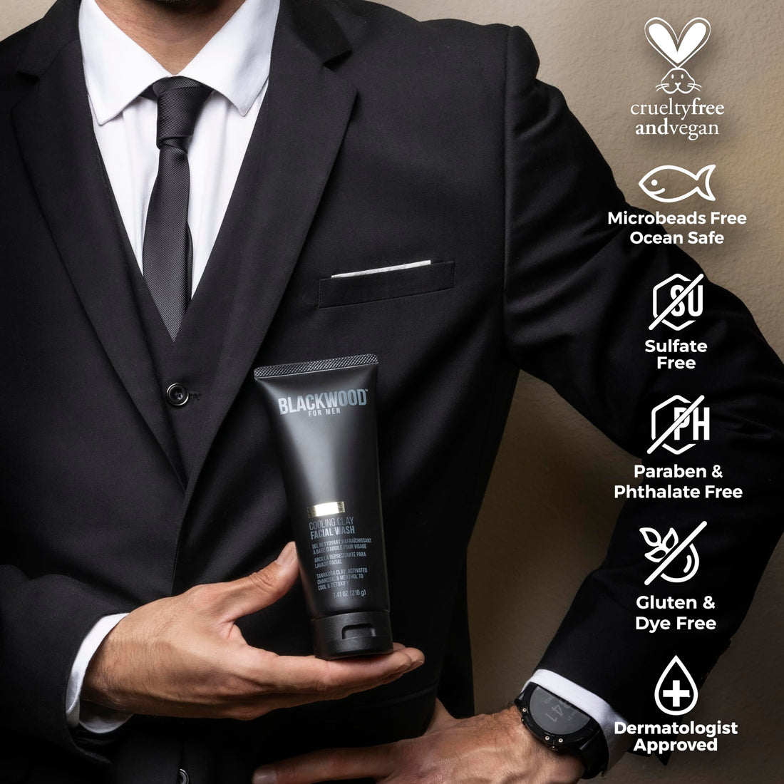 Blackwood For Men Cooling Clay Facial Wash Tube, 4.23 fl. oz.