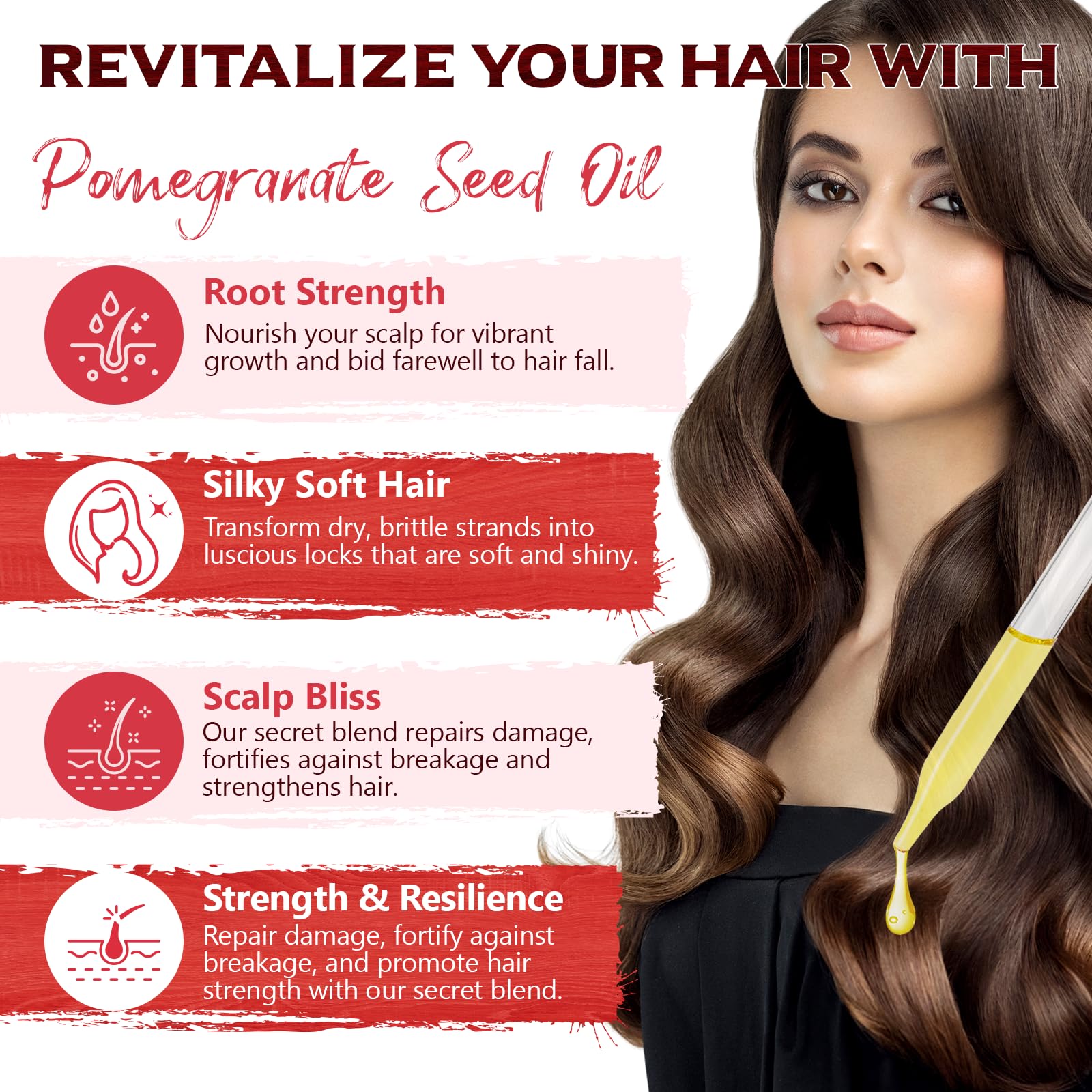 QJCWXIAOX Organic Pomegranate Seed Oil, Pure & Natural Pomegranate Seed Oil for Body, Face & Skin, Cold Pressed Essential Oil for Anti-aging Skin Care,Glass Bottle Moisturizer Oil for Body