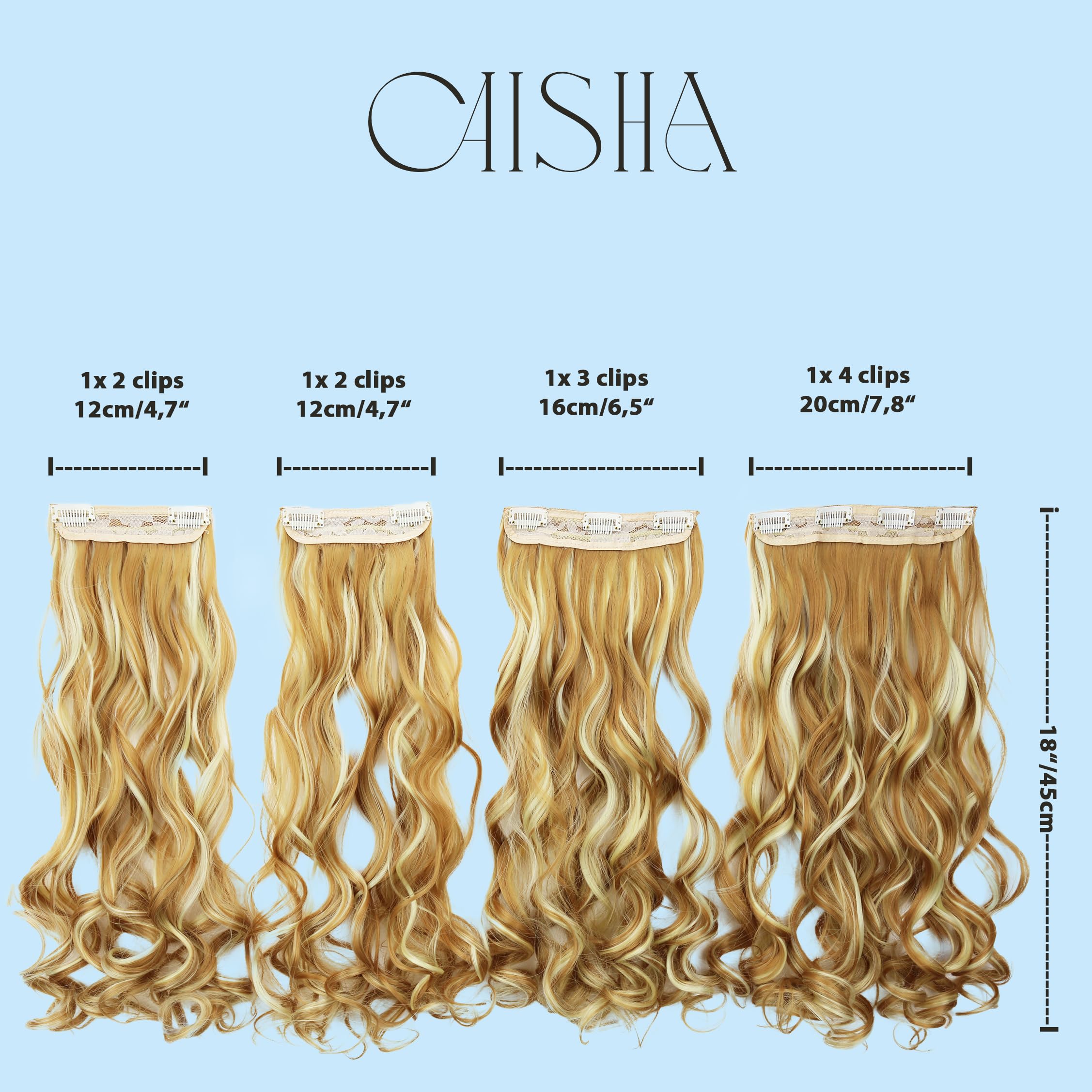 PRETTYSHOP XXL 24 4 pcs Full Head Set Clip In Hair Extensions Hairpiece Heat-Resisting Light Brown CES304-1