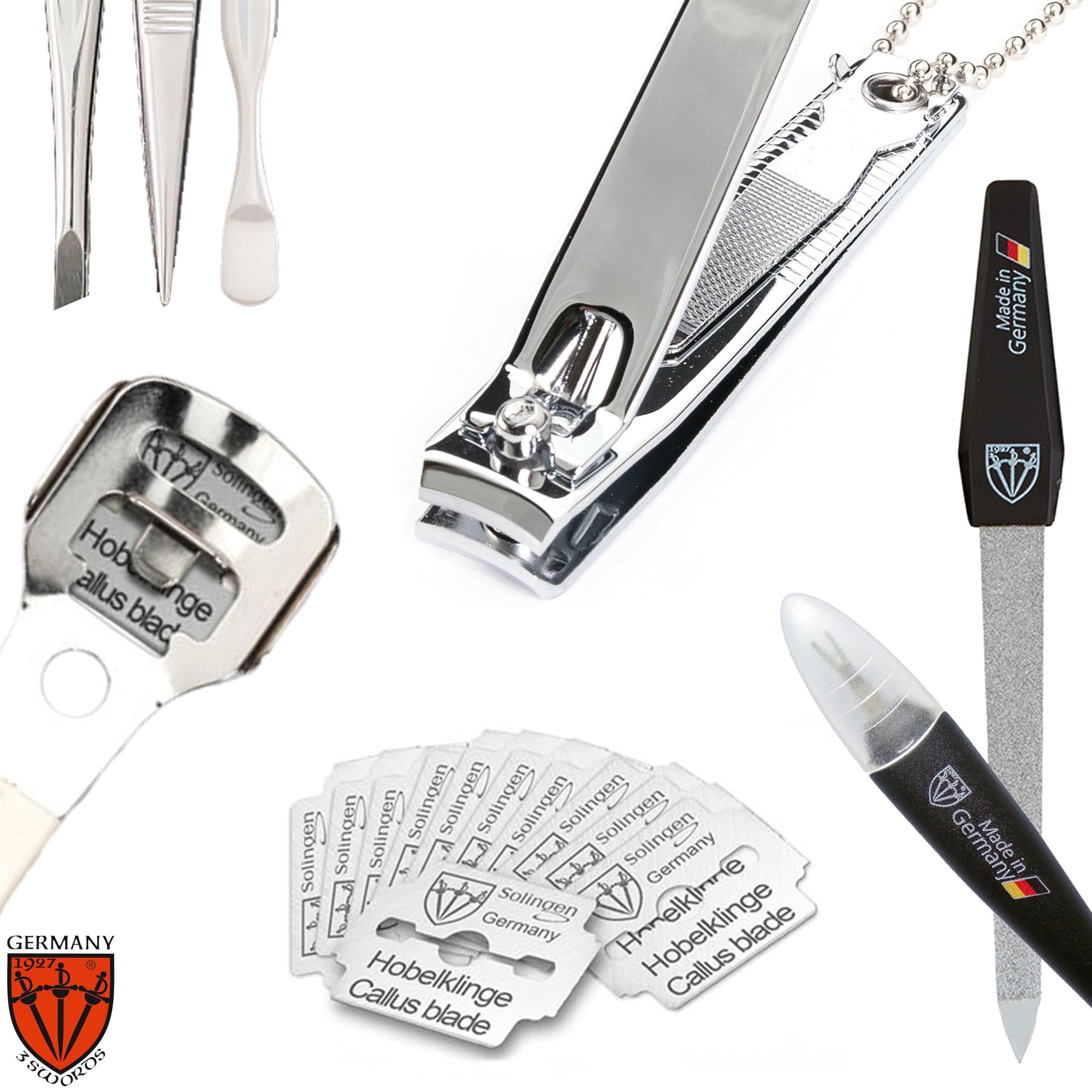 Three Swords Exclusive 9 Piece Manicure Pedicure Grooming Nail Care Set / Kit / Case Basic Standard Quality (935212)