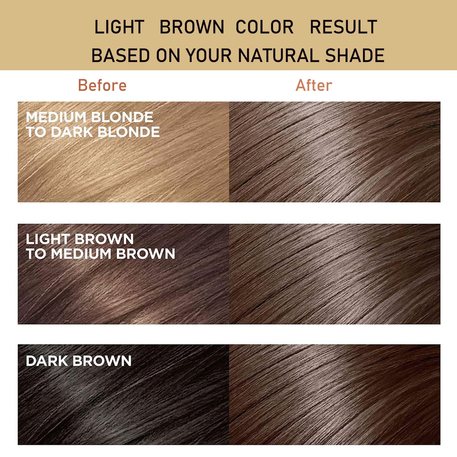 Instant Coffee Hair Dye Shampoo 3 in 1 - Color for Women Men,16.90 Fl Oz ,Long Lasting (Light Brown)