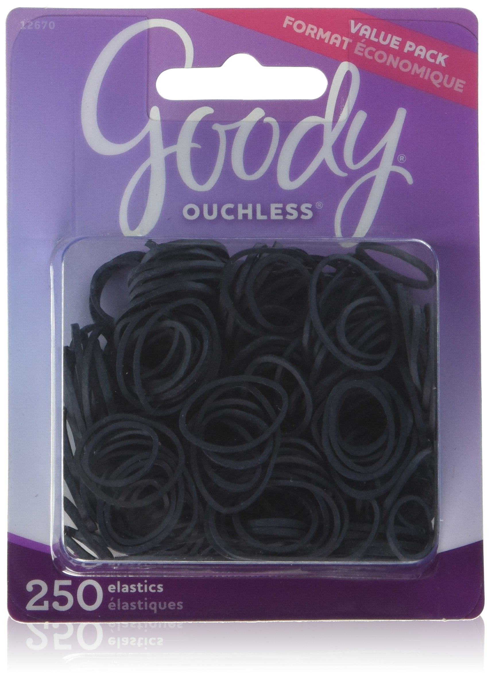 Goody Classics Rubberband, Black, 250-Count (Pack of 6)