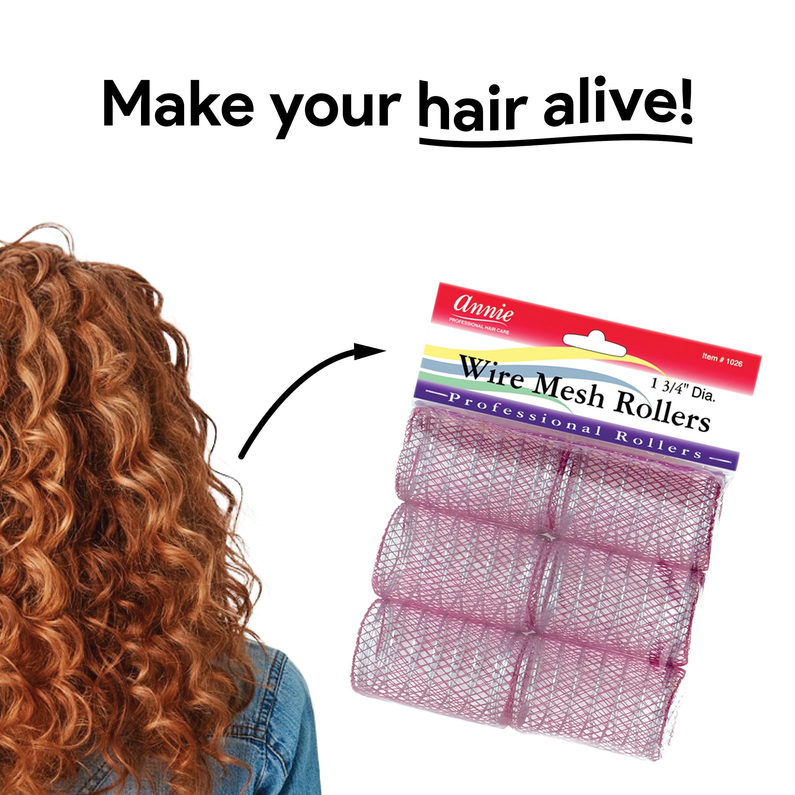 Annie 1-3/4 Jumbo Wire Mesh Hair Rollers - 6 Pcs.