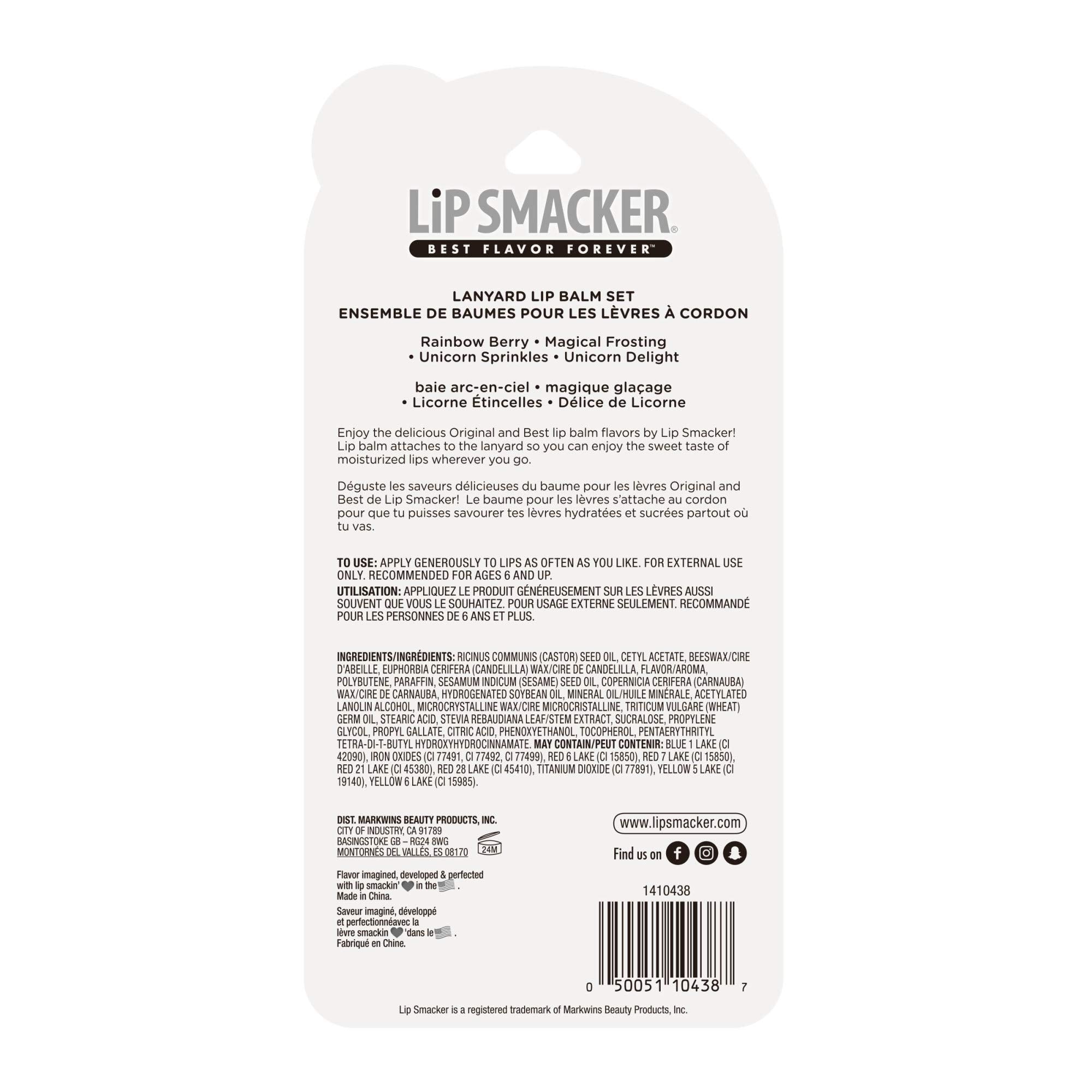 Lip SmackerFlavored Balm Set With Lanyard, Unicorn, 0.56 Ounce
