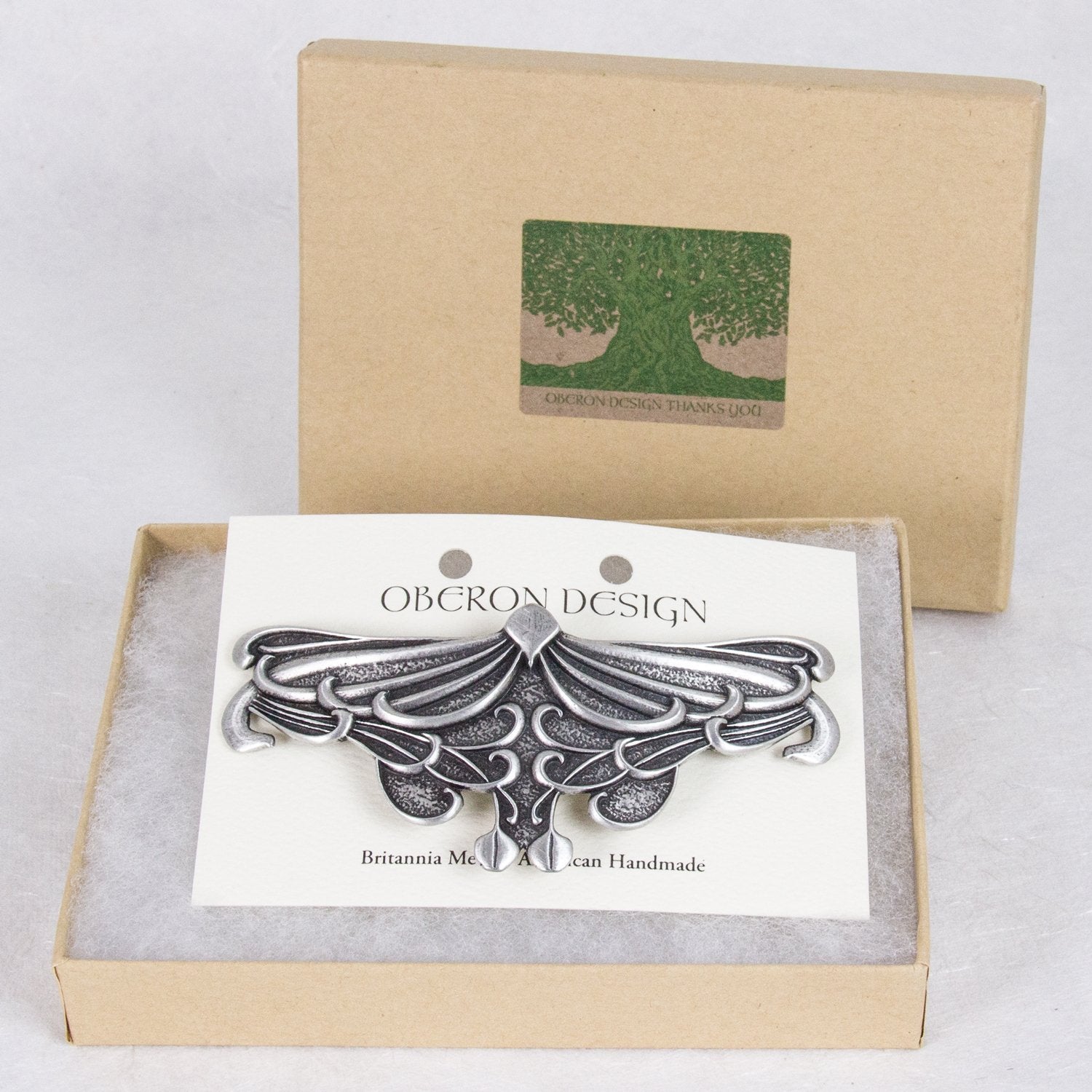Hair Clip | Barrette | Art Nouveau Leaf | Handmade in the USA by Oberon Design