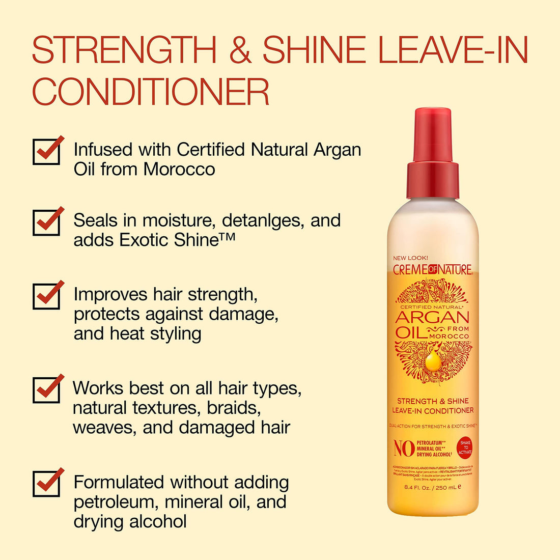 Creme of Nature Argan Oil Strength and Shine Leave-In Conditioner, 8.45 Ounce