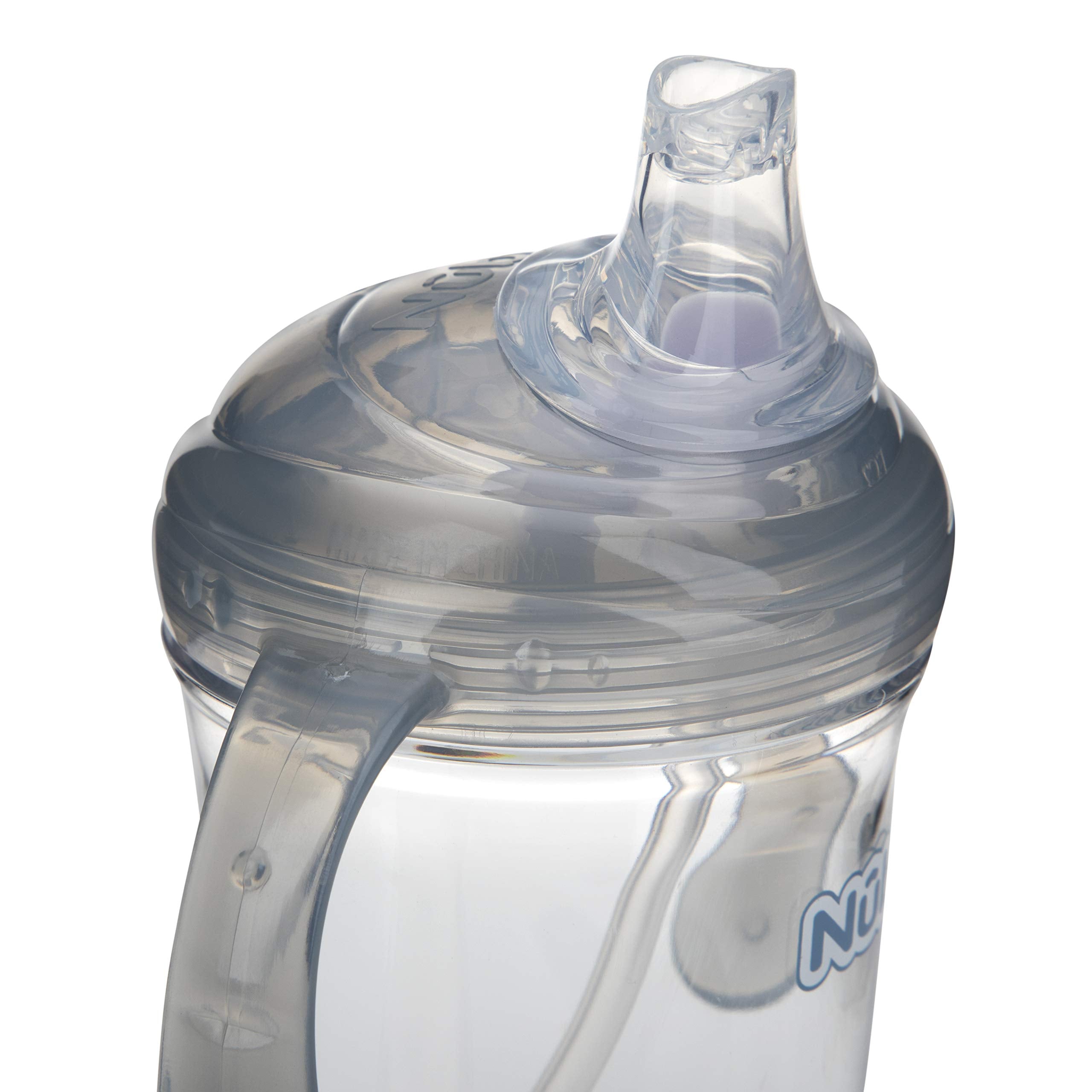 Nuby Twin Handle 360 Grip N' Sip 8oz Tritan Cup with Hygienic Cover, Grey,1 Count (Pack of 1)