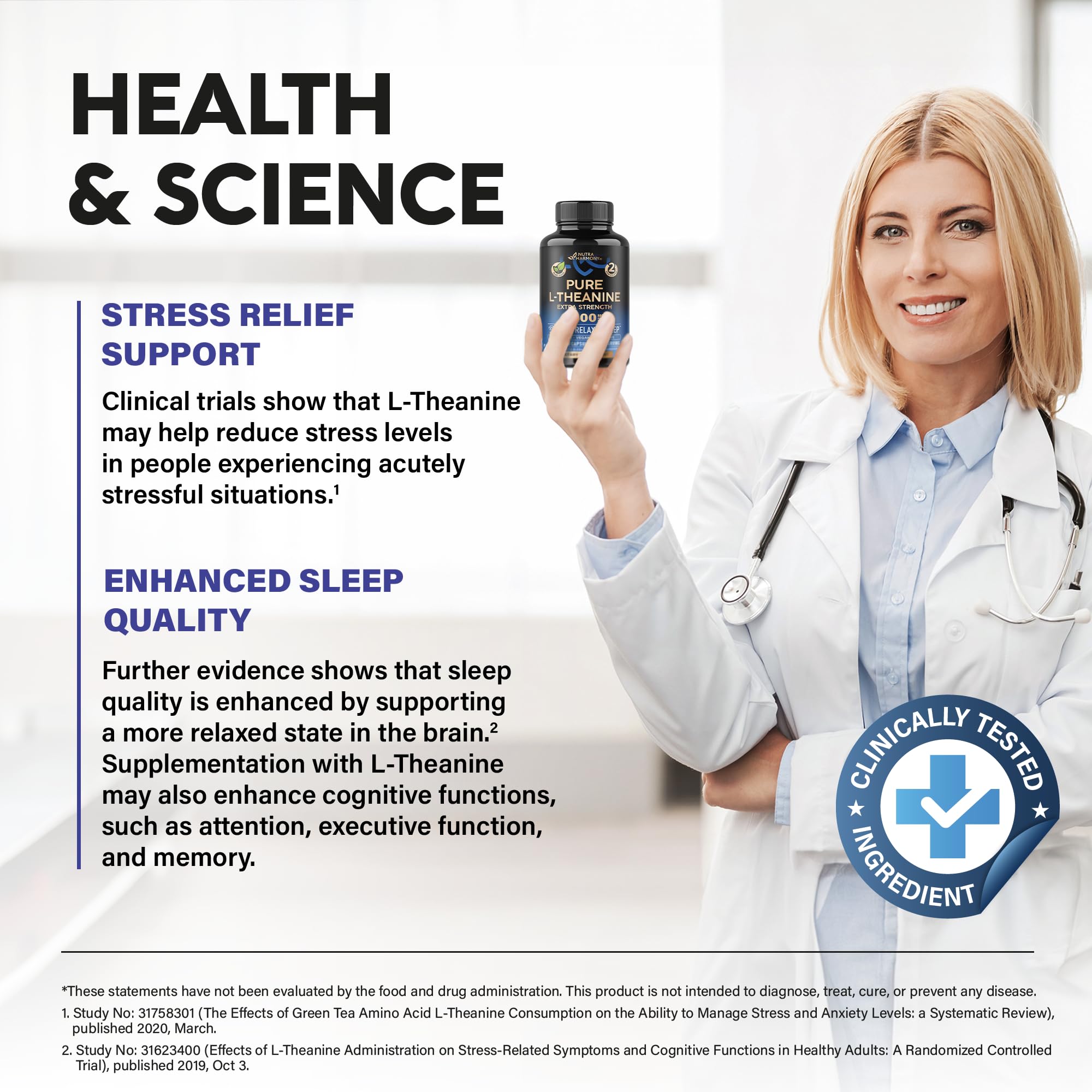 L Theanine 400 mg | L-Theanine Stress Relief | Extra Strength Supplement | Made in USA | Relaxation, Sleep & Calm Support | For Men & Women | Plant Based, Non-GMO & Gluten-Free | 120 Vegan Capsules