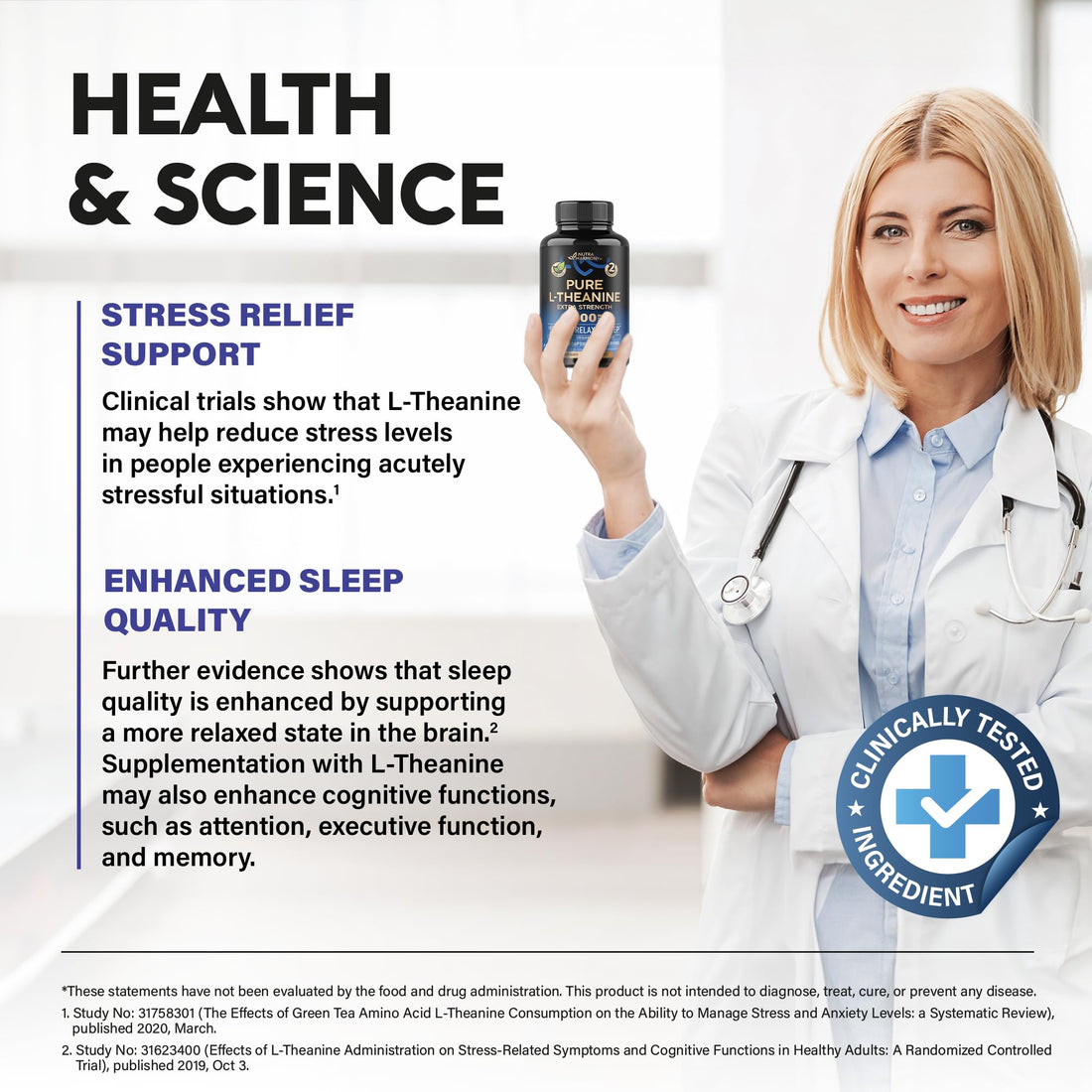 L Theanine 400 mg | L-Theanine Stress Relief | Extra Strength Supplement | Made in USA | Relaxation, Sleep & Calm Support | For Men & Women | Plant Based, Non-GMO & Gluten-Free | 120 Vegan Capsules