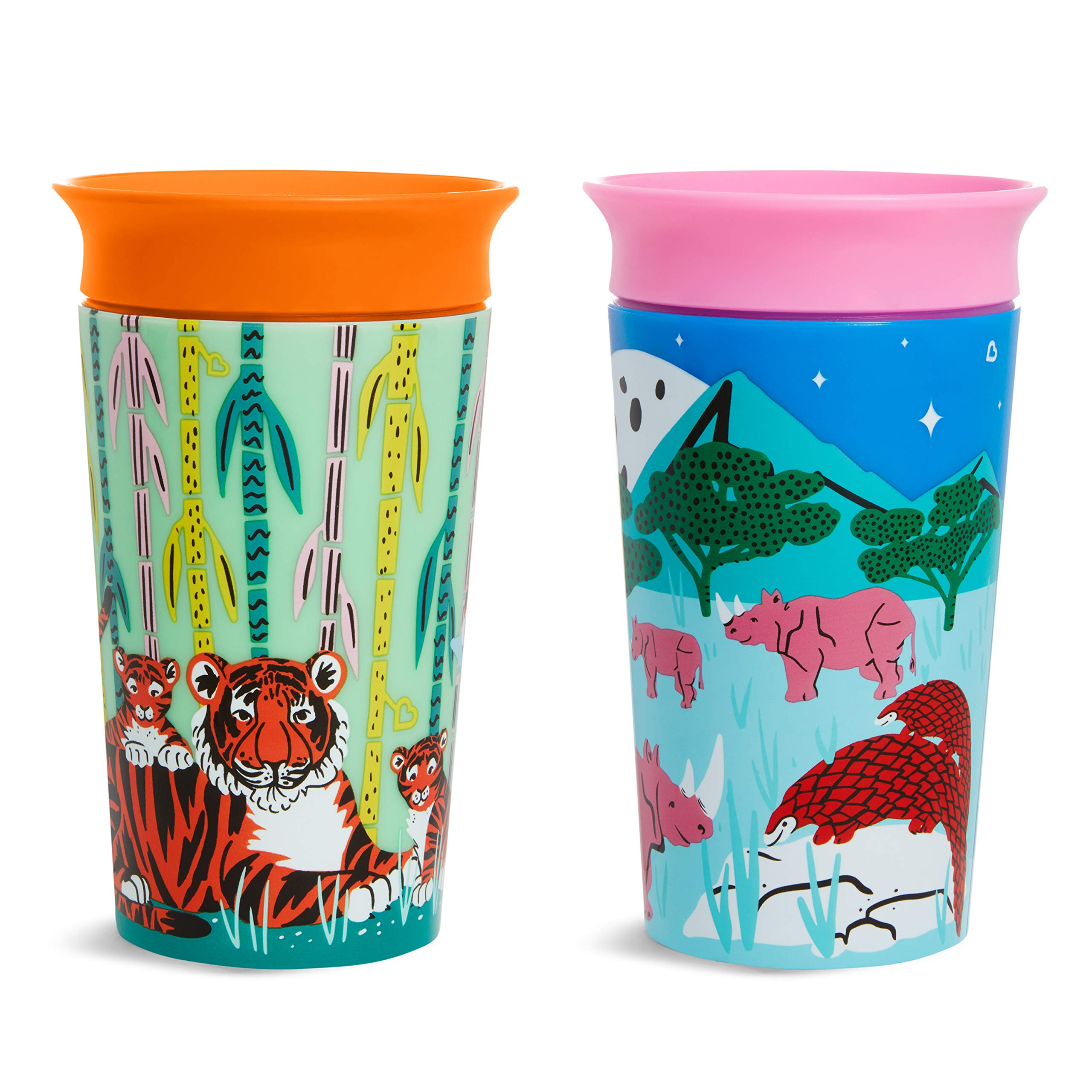 Munchkin® Miracle® 360 Wildlove Sippy Cup, 9 Oz, 2 Pack, Tiger/Rhino