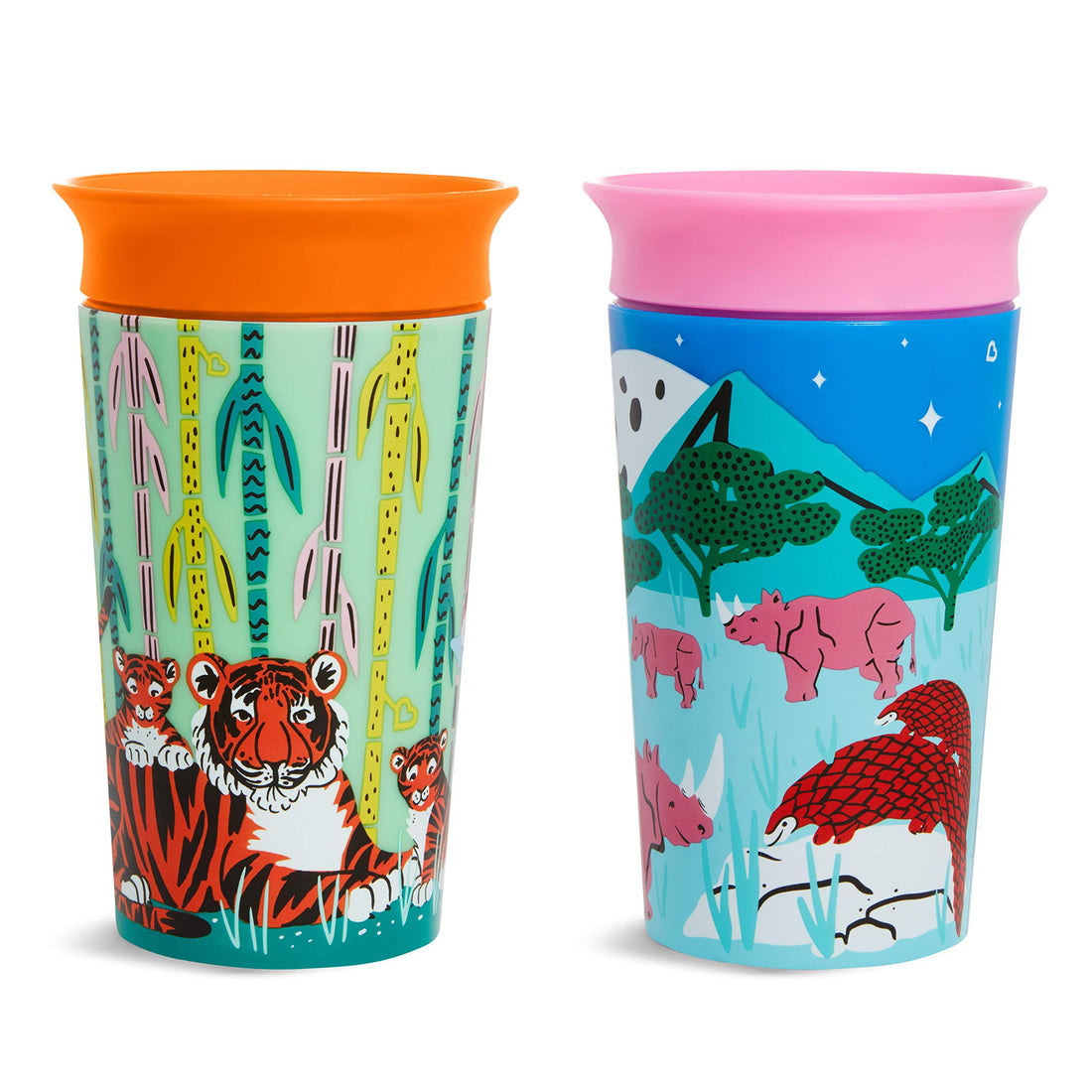 Munchkin® Miracle® 360 Wildlove Sippy Cup, 9 Oz, 2 Pack, Tiger/Rhino