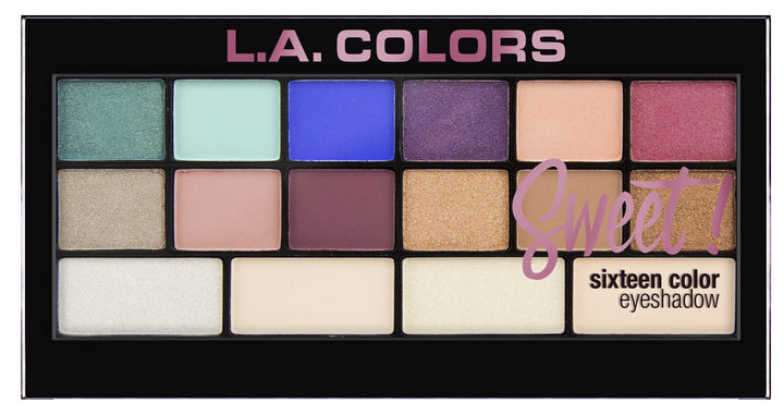 L.A. COLORS Sweet 16 Color Eyeshadow Palette Shimmery Finish, Playful, 20g (Multicolor)