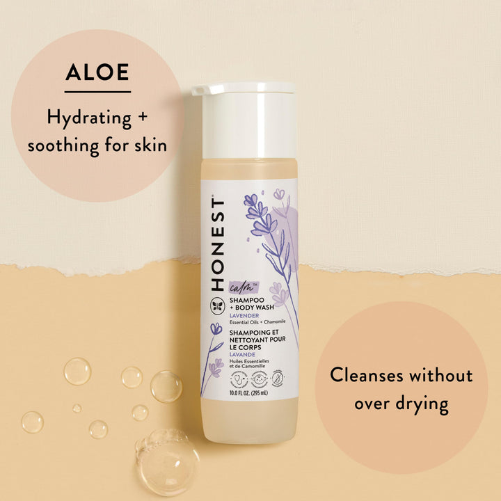 The Honest Company 2-in-1 Cleansing Shampoo + Body Wash | Gentle for Baby | Naturally Derived, Tear-free, Hypoallergenic | Lavender Calm, 10 fl oz